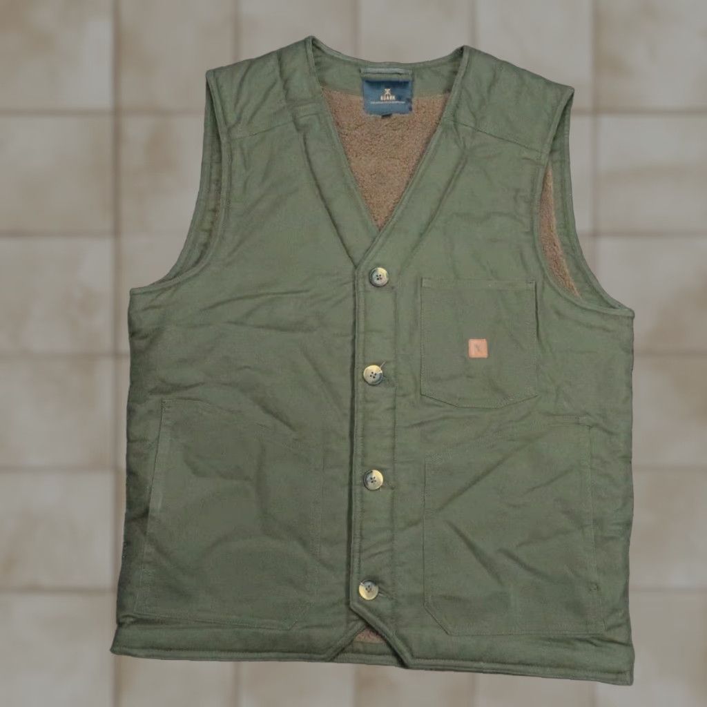 Roark VINTAGE Roark Vest Men M Green Canvas Pocket Lined Sherpa Fleece Waxed Button Pockets Size US M / EU 48-50 / 2 - 1 Thumbnail