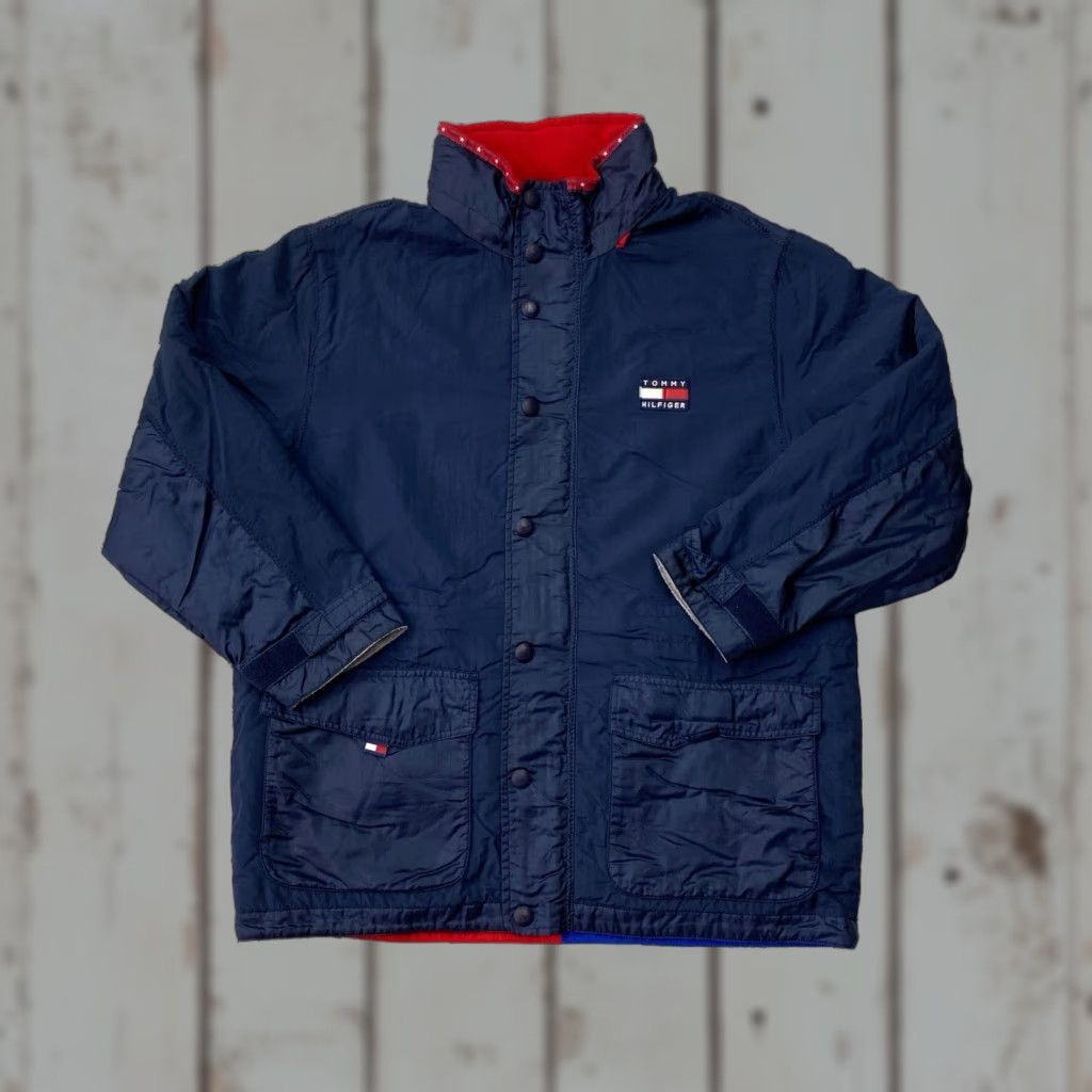 Tommy Hilfiger VINTAGE Tommy Hilfiger Navy Nylon Rain Jacket Windbreaker Sz L Size US L / EU 52-54 / 3 - 1 Thumbnail