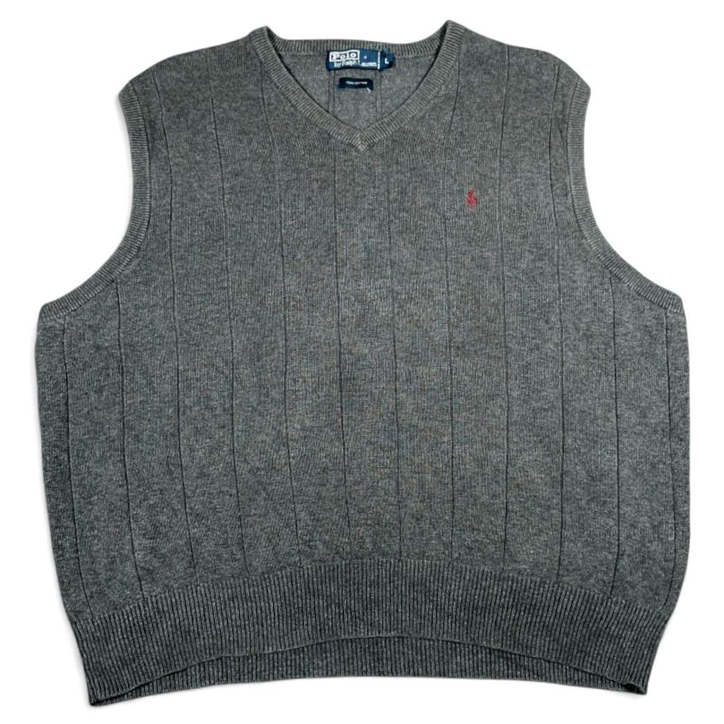 Polo Ralph Lauren VINTAGE Polo Ralph Lauren Sweater Vest Shirt Large Gray Cotton 90s Pony Logo Mens Size US L / EU 52-54 / 3 - 2 Thumbnail