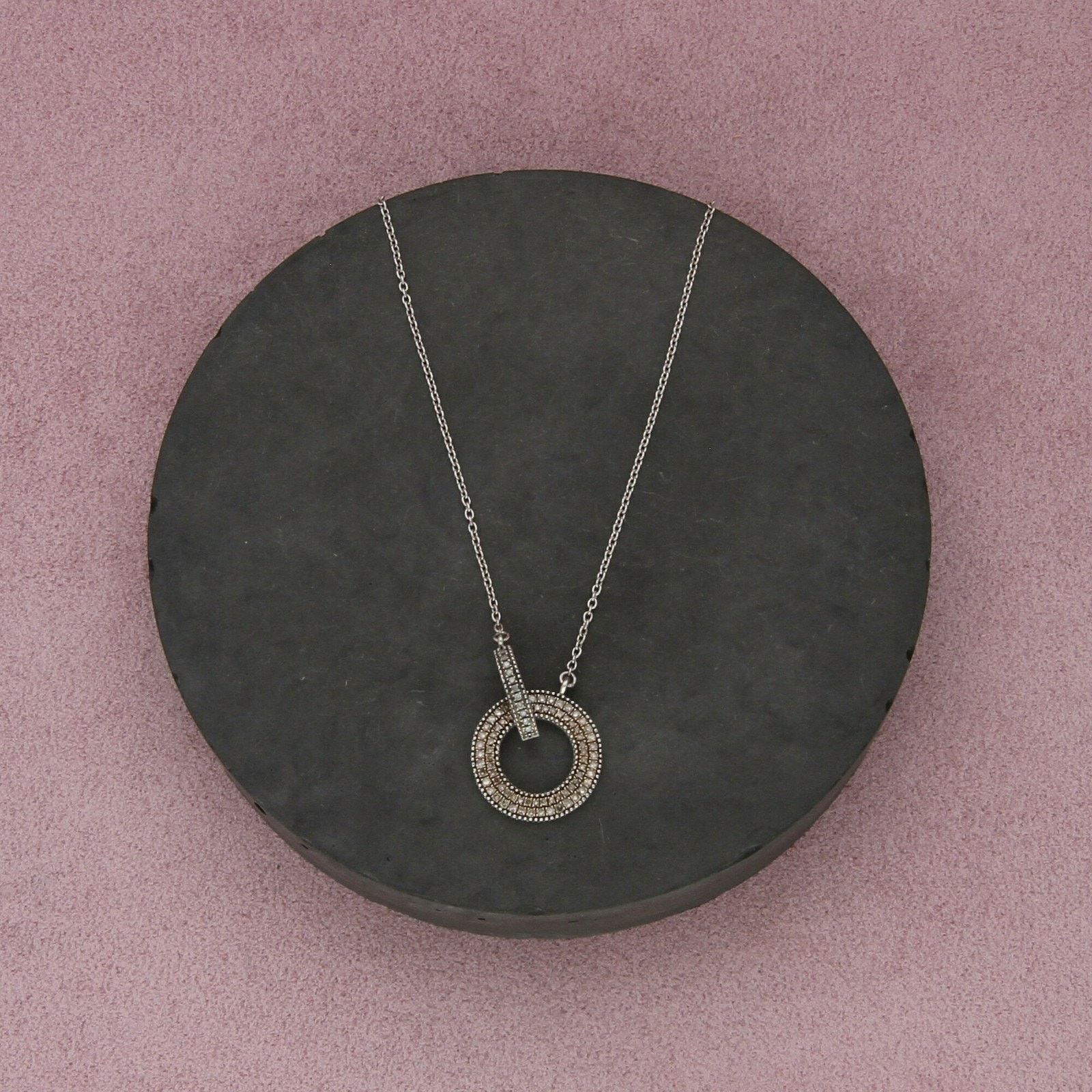Sterling Silver zales sterling silver diamond ring & connector necklace 18in Size ONE SIZE - 1 Thumbnail