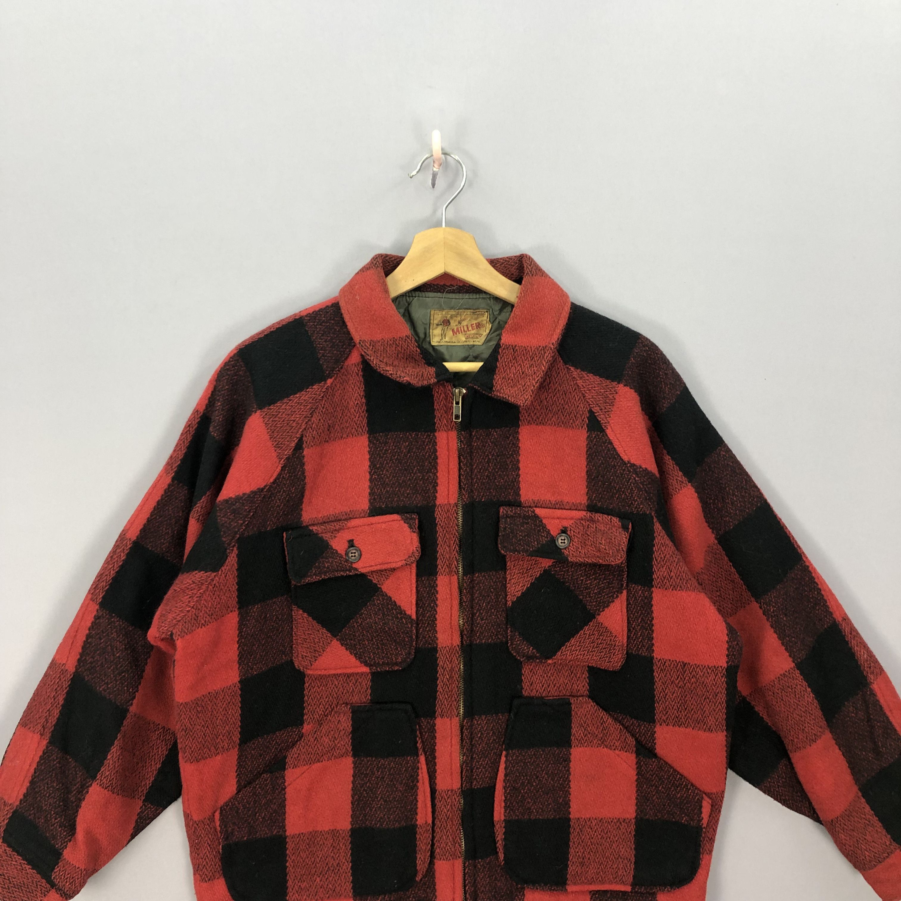 Vintage Vintage 70s Miller Checkered Wool Zipper Tartan Plaid Jacket Size US M / EU 48-50 / 2 - 2 Thumbnail