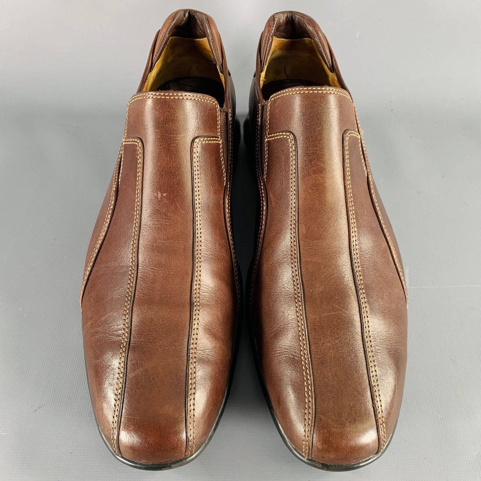 Cole Haan COLE HAAN 9.5 Brown Contrast Stitch Leather Slip On Loafers Size US 9.5 / EU 42-43 - 4 Thumbnail