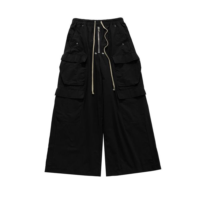 Designer Opium Style Wide Leg Drawstring Black Cargo Pant | Grailed