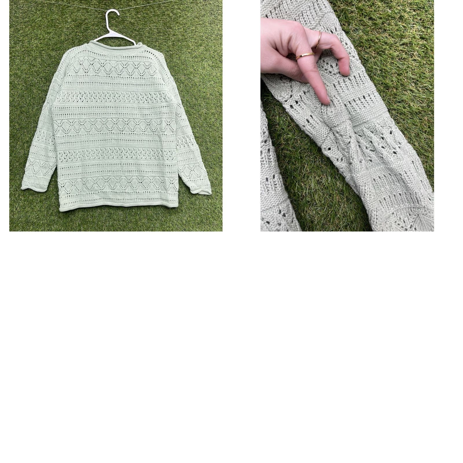 Vintage Knit Vintage Paris Sports Club Sweater Womens Medium Green Textured Hand Knit Lace Cardigan 80s 90s Holiday Preppy Retro Cottage Casual Fashion Size M / US 6-8 / IT 42-44 - 8 Thumbnail