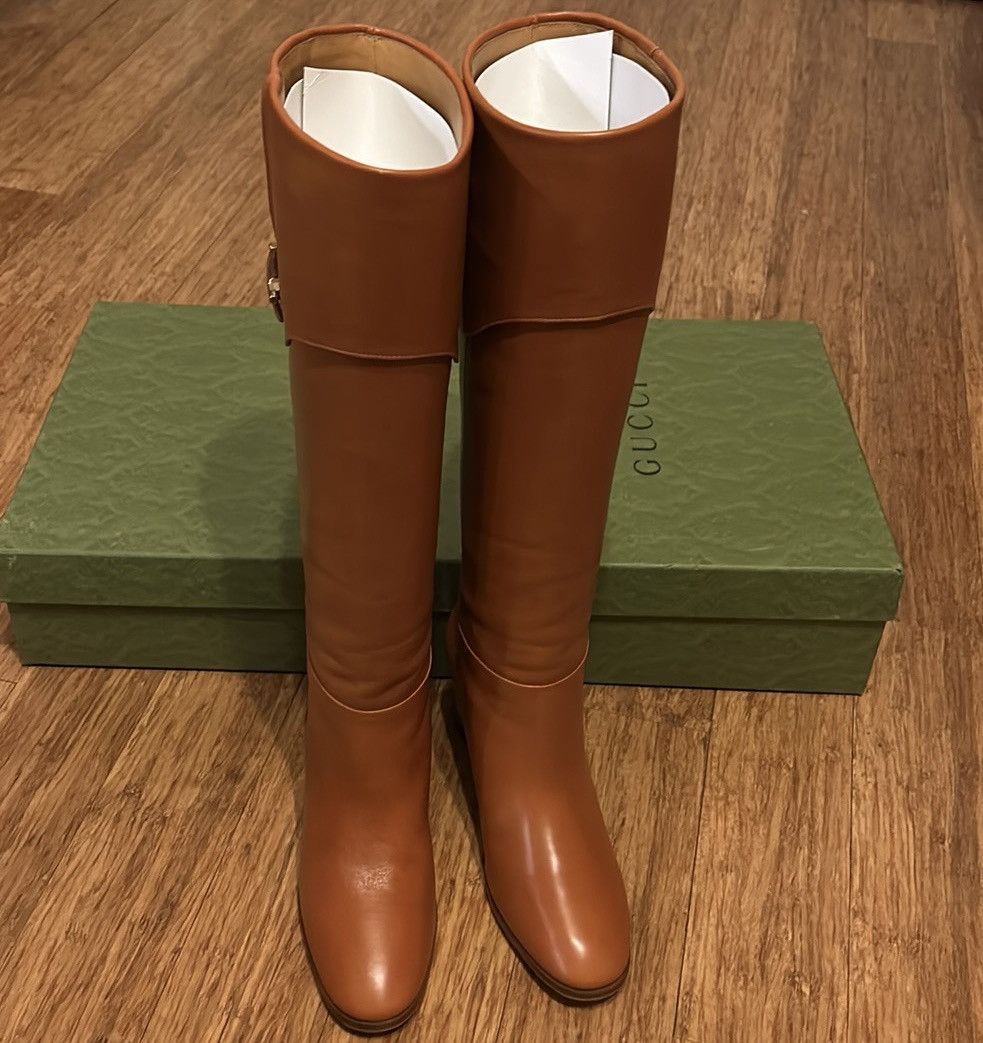 Gucci Gucci Leather Elizabeth Half Horsebit Under-the-Knee Boots Size US 9 / IT 39 - 4 Thumbnail