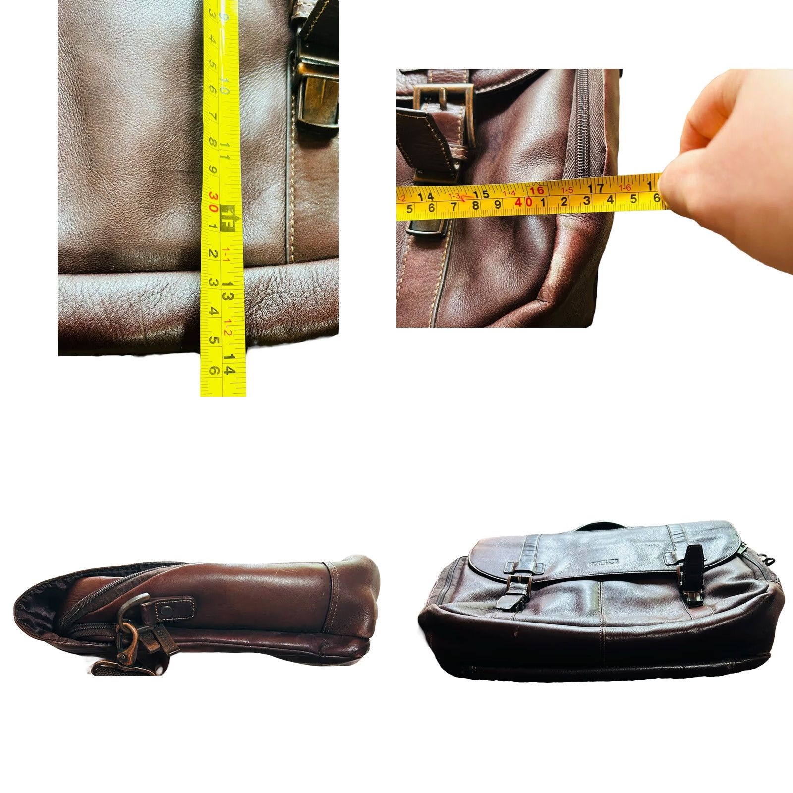 Kenneth Cole KENNETH COLE REACTION Show Business Messenger Briefcase Laptop Bag Leather Bag Brown Leather 17 in 14 in 4 in Mens Large Size ONE SIZE - 8 Thumbnail