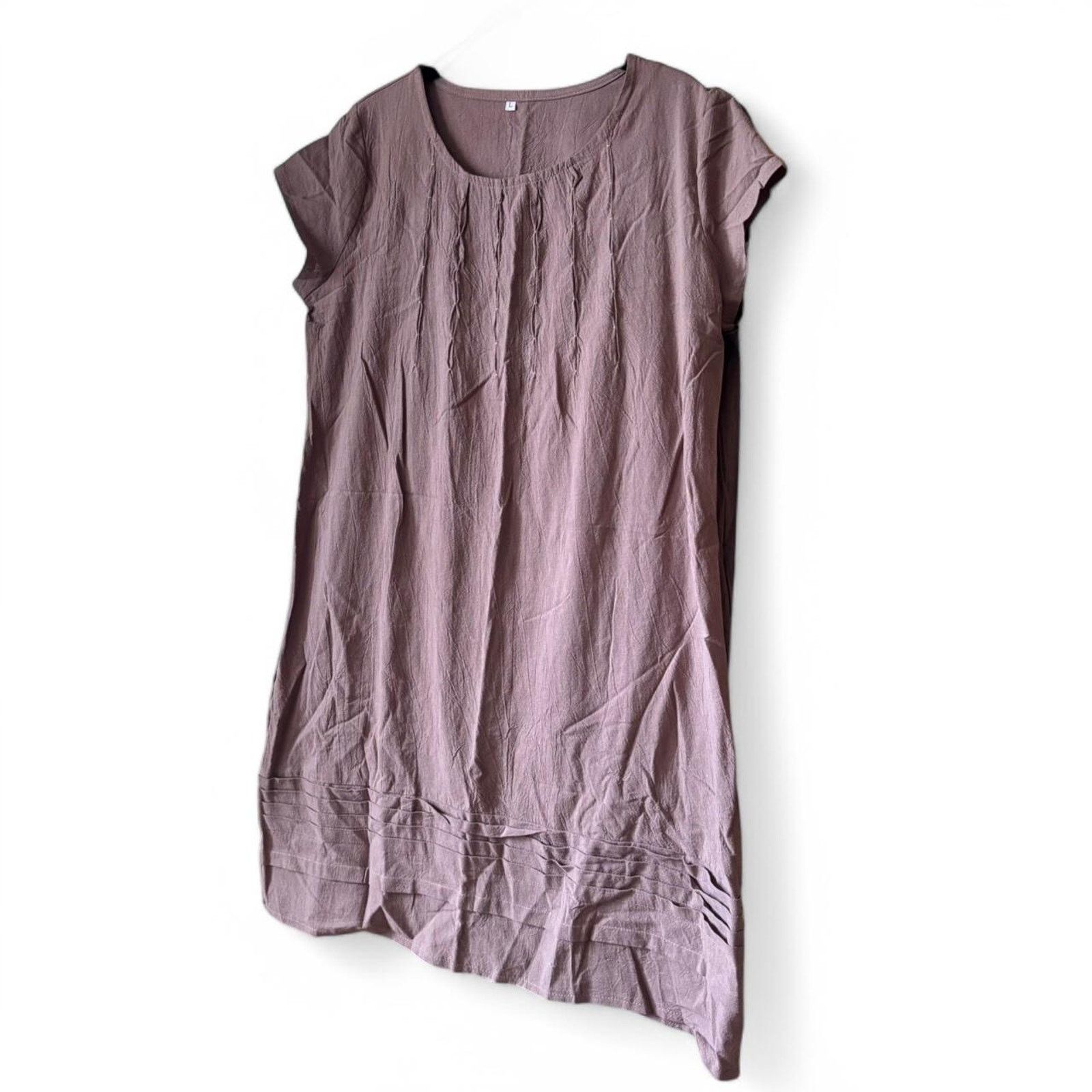 Other Brown Linen Simple Shift Dress Large Cottagecore Natural Size L / US 10 / IT 46 - 3 Thumbnail