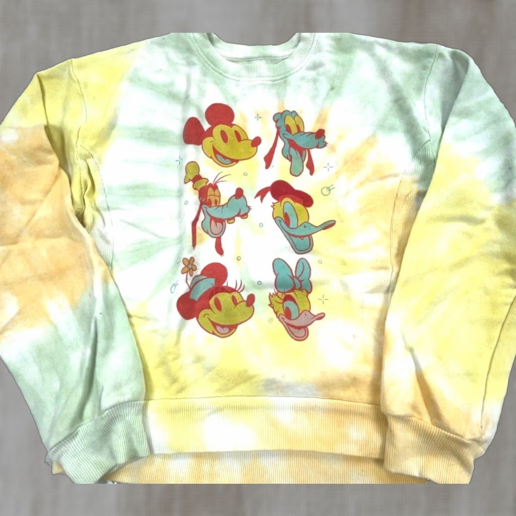 Disney Disney Sweatshirt Womens Small Yellow Crew Neck Mickey Mouse Logo Graphic Print Raglan Sleeve All Seasons Cotton Blend Size S / US 4 / IT 40 - 1 Thumbnail