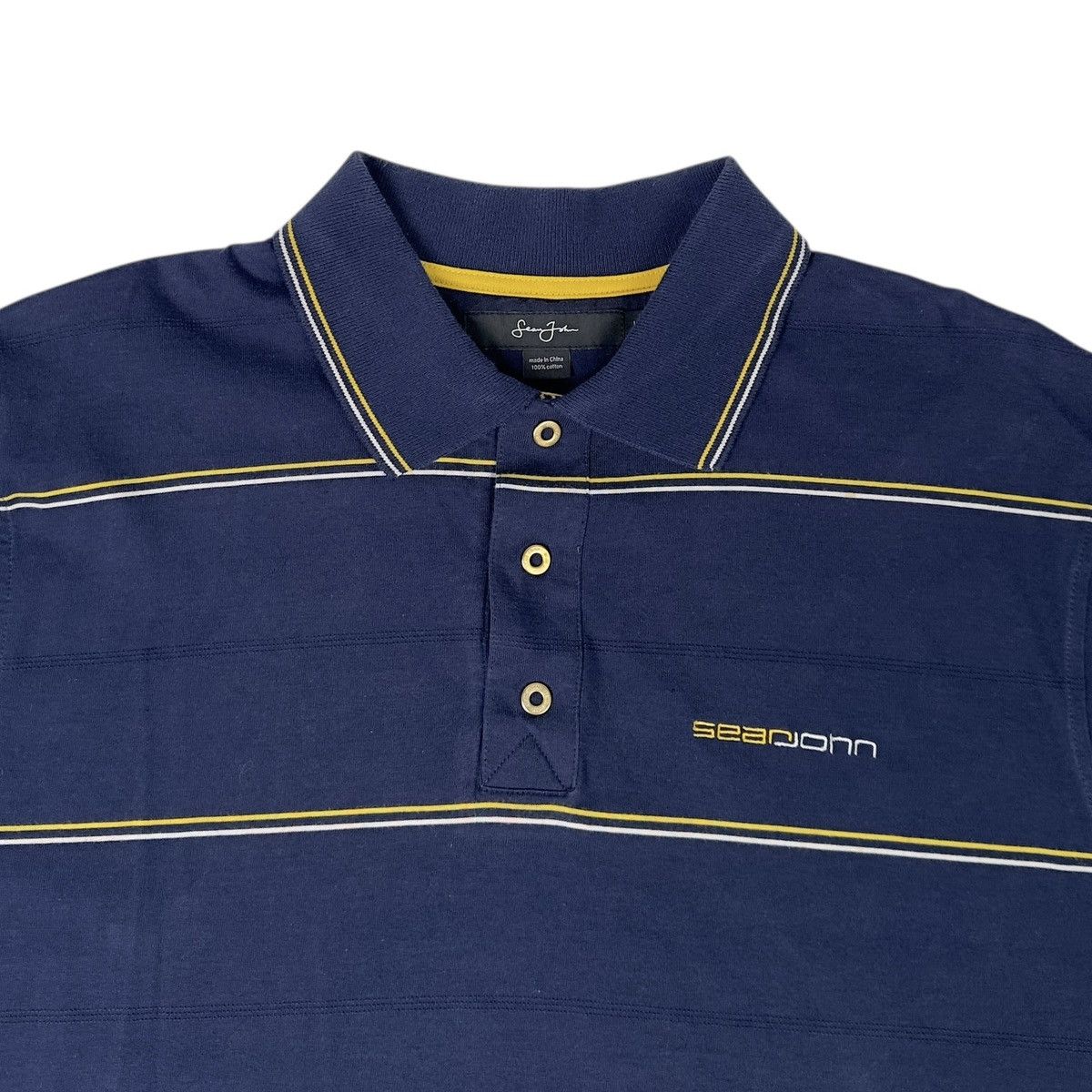Sean John Vintage Sean John Polo Shirt Blue Yellow Striped Y2K Hip Hop Size US XL / EU 56 / 4 - 2 Thumbnail