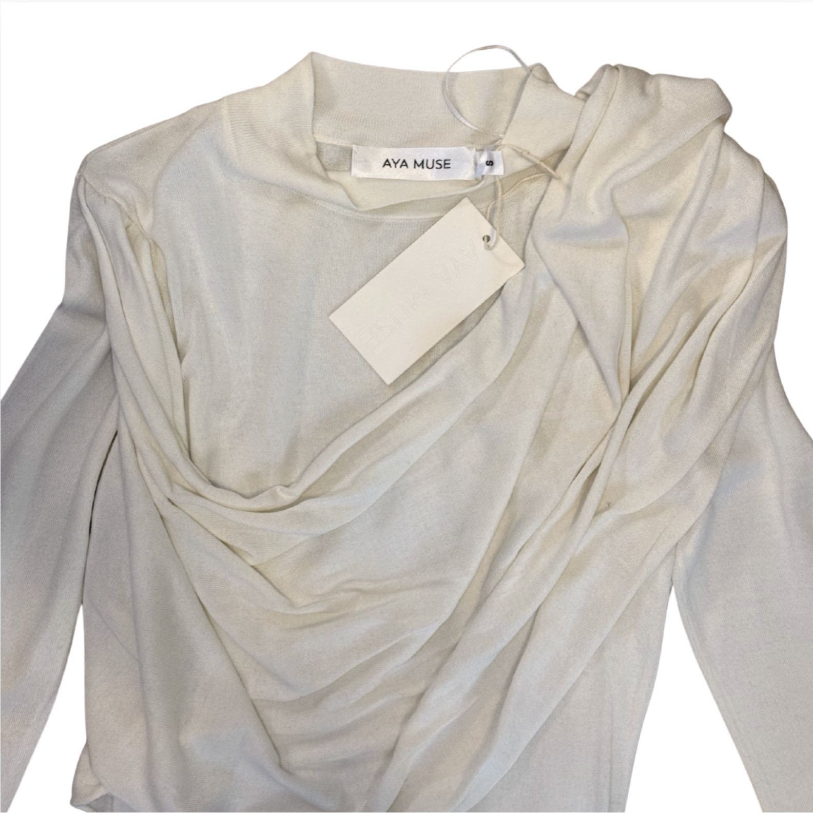 AYA MUSE AYA MUSE scarf-detail longsleeved maxi dress Cream NWT $986 Size S / US 4 / IT 40 - 3 Thumbnail