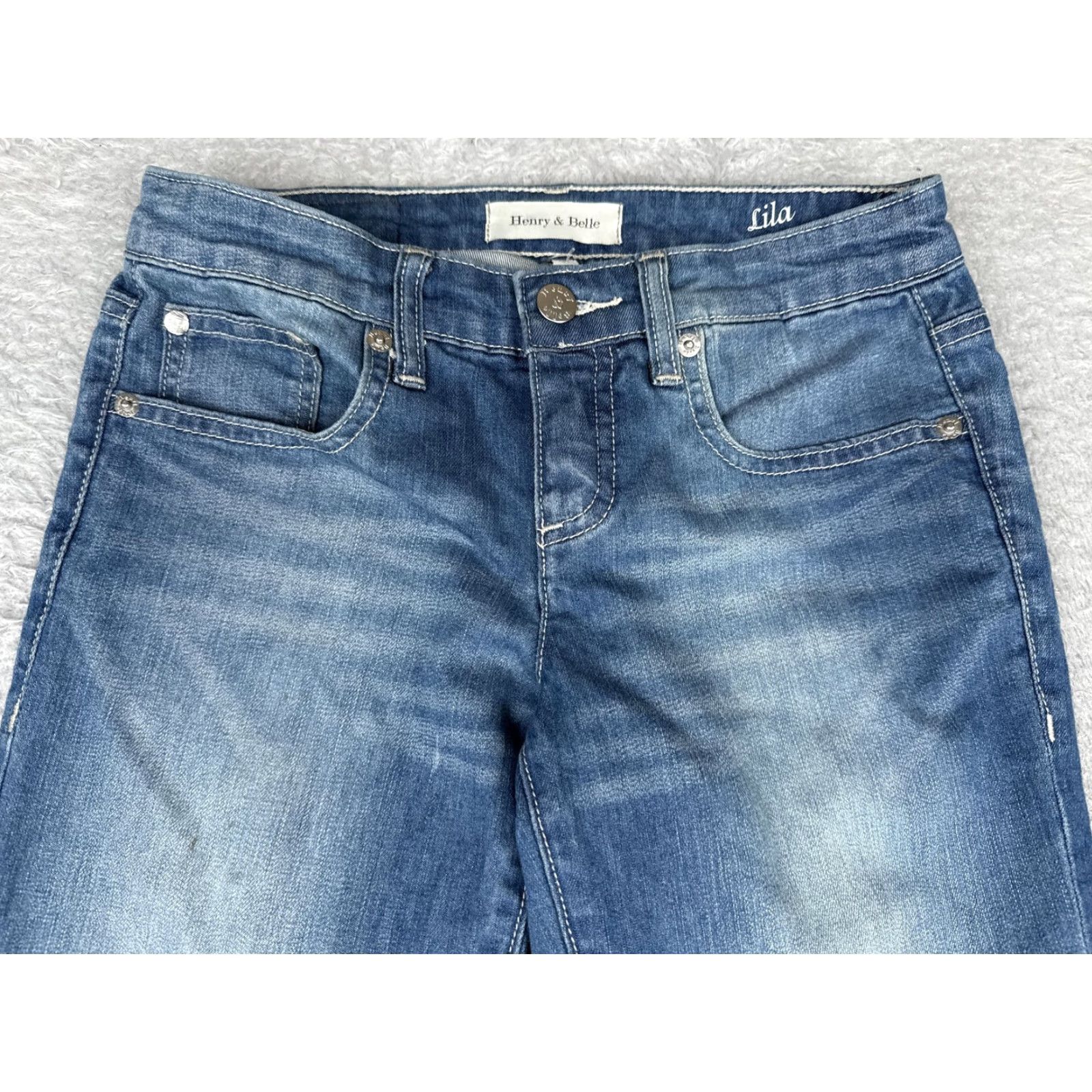 Denime Henry & Belle Lila Jeans Women 24 Flared Denim Blue 90s City Stretch Pockets 5-Pocket Regular Rise Low Rise 24x33 Vintage No Size 42" / US 20 - 4 Thumbnail