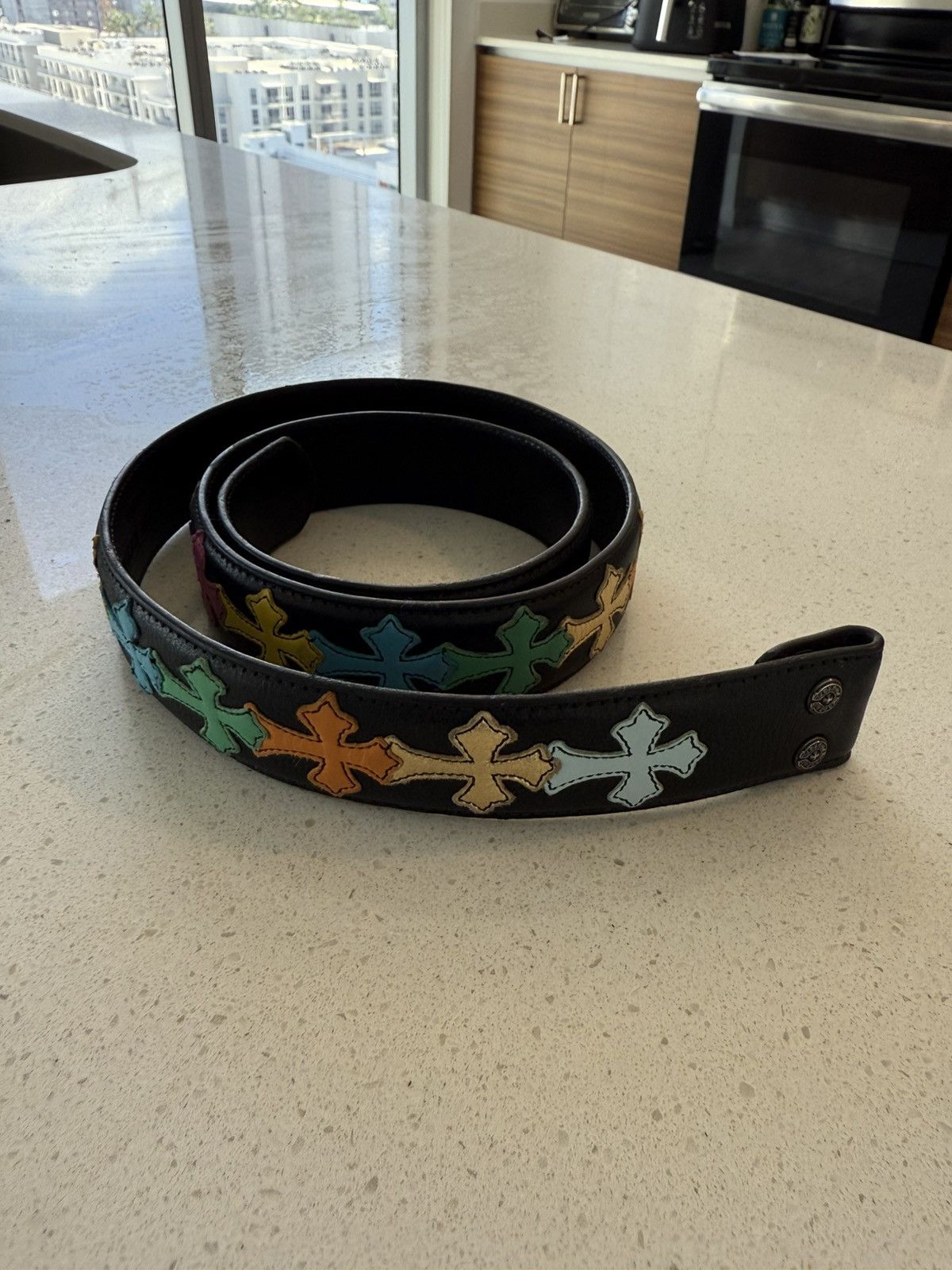 Chrome Hearts Multicolor Rainbow Cross Strap Size 38 - 1 Thumbnail