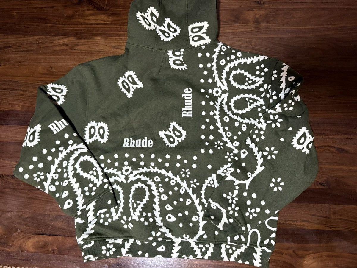 RHUDE Bandana-Print Hoodie Green Hooded Sweatshirt Size