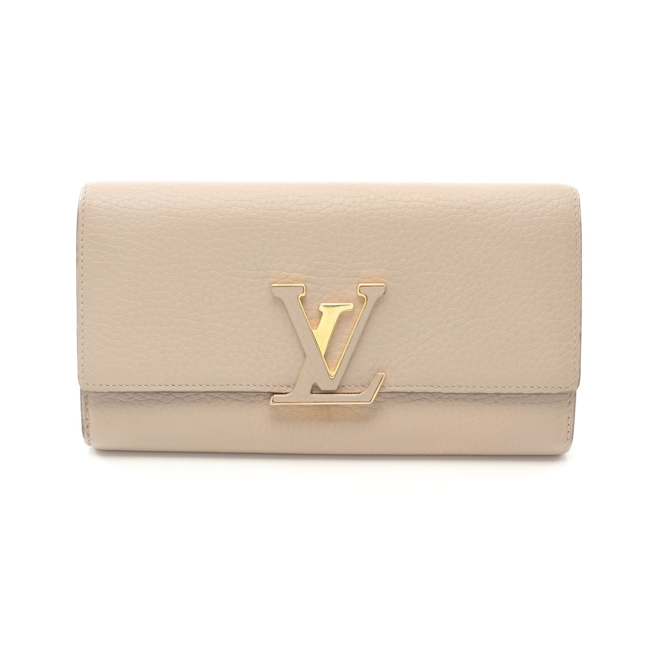 Louis Vuitton Louis Vuitton Portefeuil Capucines Carré Bi-Fold Long Wallet Taurillon Leather Gray Beige Size ONE SIZE - 1 Thumbnail