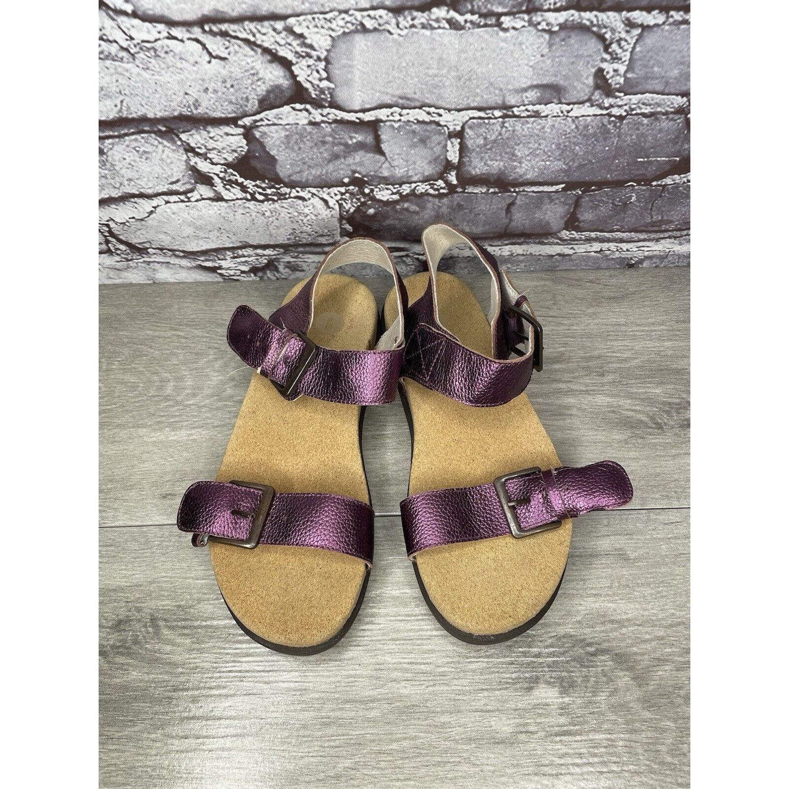 Other Revitalign Metallic Purple Adjustable Buckle Slip On Sandal Size US 7 / IT 37 - 2 Thumbnail