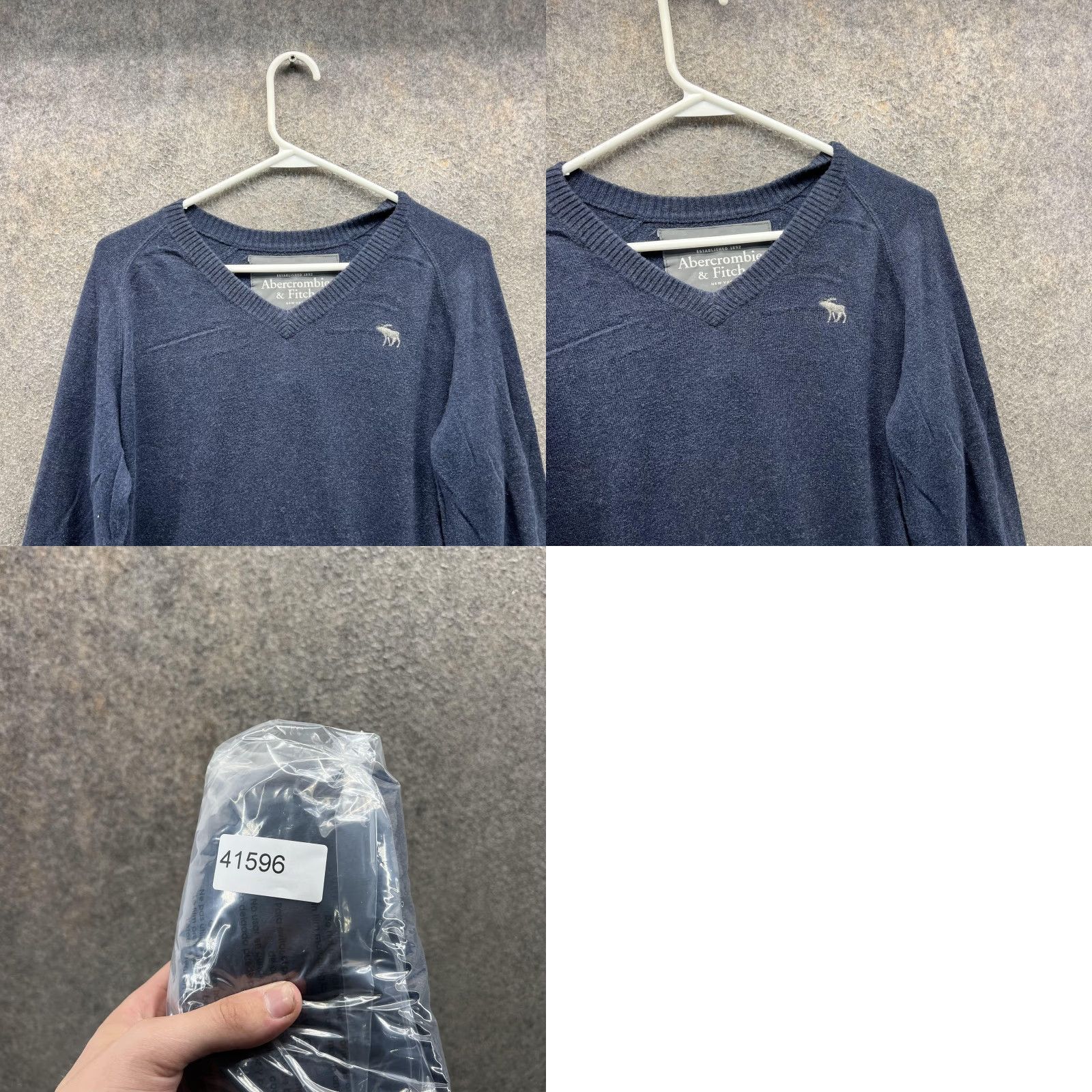 Abercrombie & Fitch Abercrombie & Fitch Sweater Mens Small Blue Cotton V-Neck Pullover Moose Logo Size US S / EU 44-46 / 1 - 8 Thumbnail