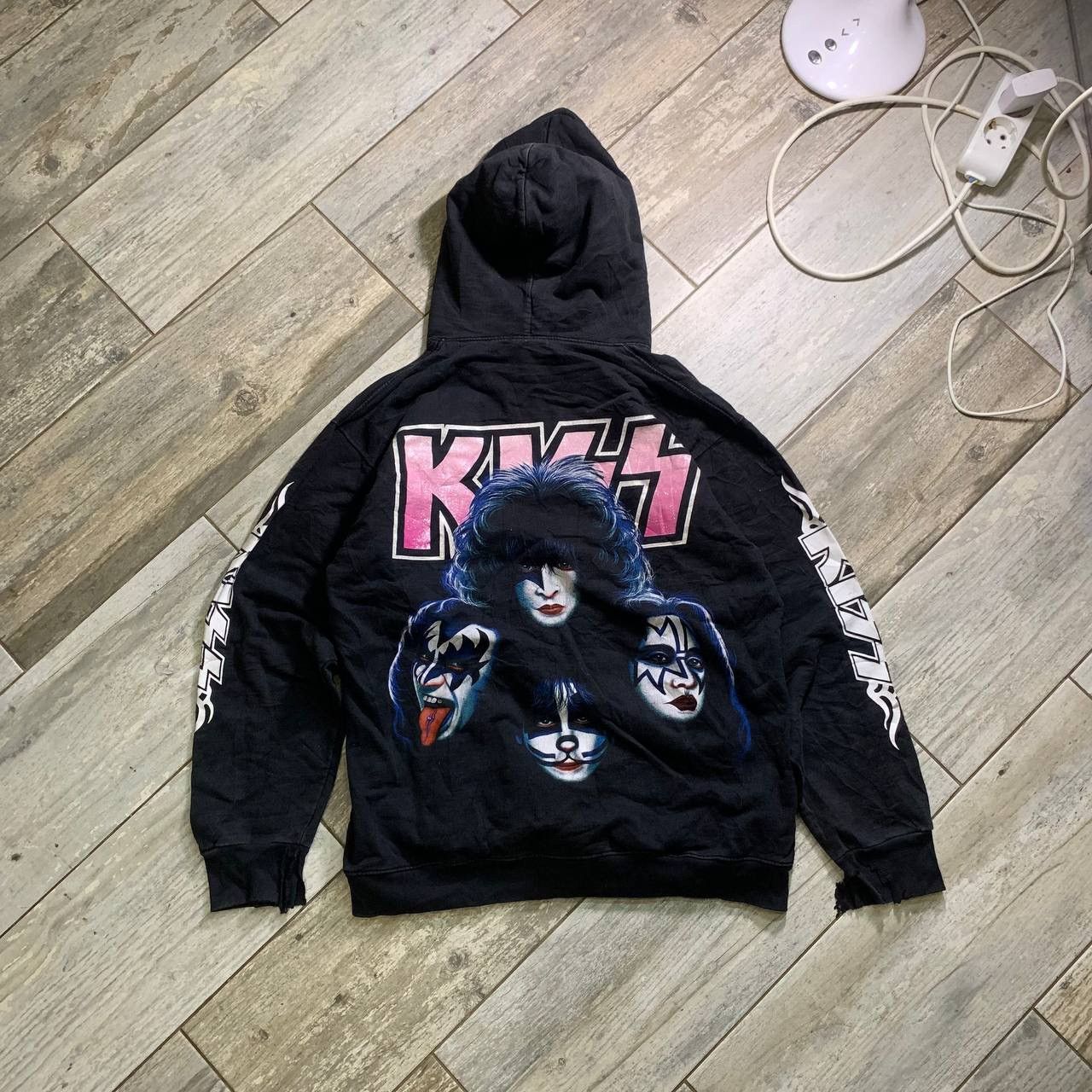 image of Vintage Kiss Hoodie in Black, Men's (Size Medium)
