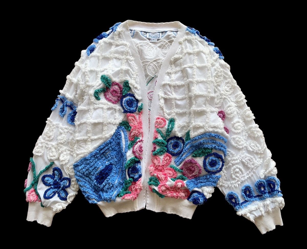 Vintage Vintage Damze Handcrafted California 3D Abstract Cardigan Size XL / US 12-14 / IT 48-50 - 4 Thumbnail