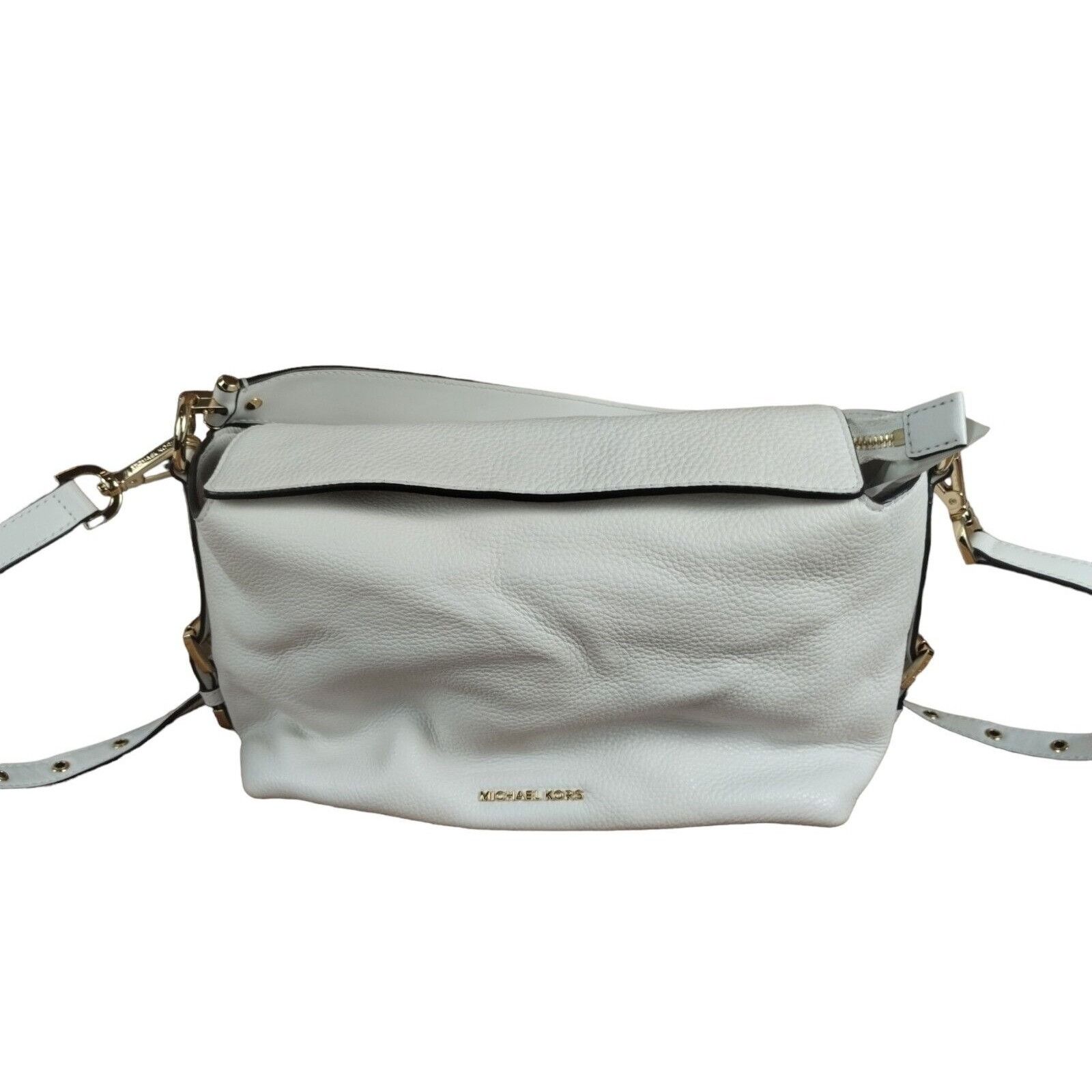 Michael Kors Michael Kors Brooke Optic White Pebbled Leather Satchel Cros Size ONE SIZE - 3 Thumbnail