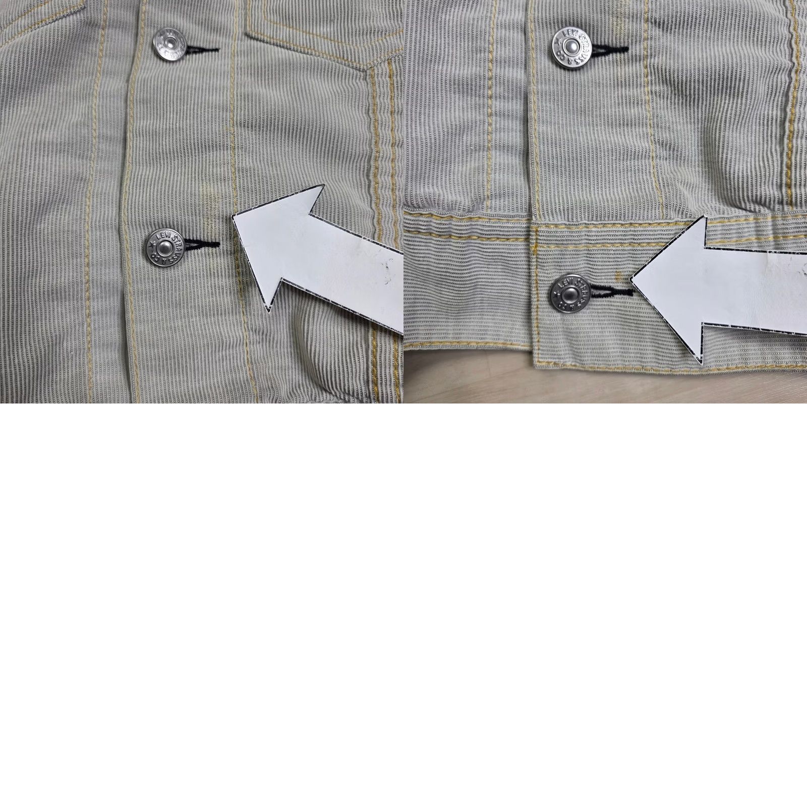 Levi's Levi's Type 1 Corduroy Iconic Jacket Mens Medium Gray Striped Button Snap Pocket Front Size US M / EU 48-50 / 2 - 9 Thumbnail