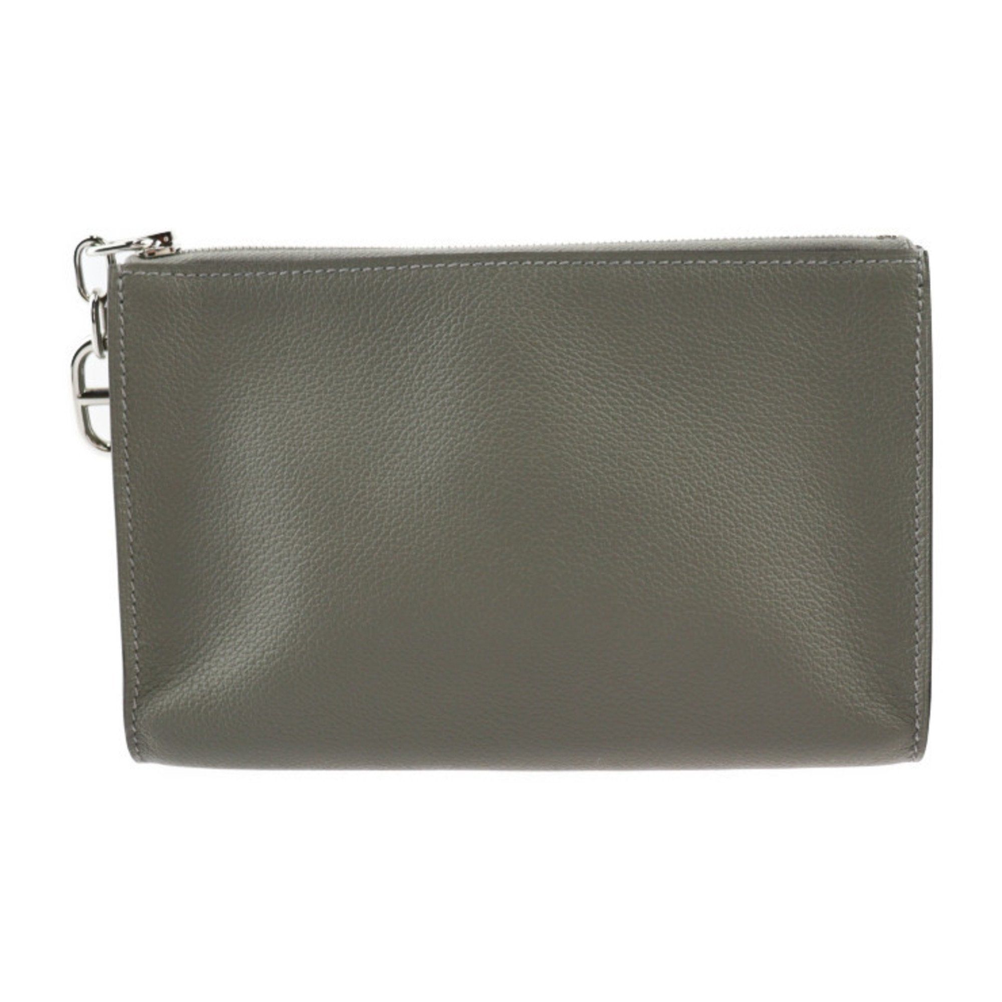 image of Hermes Zip Angor Pm Pouch Second Bag Evercolor Grimeyer Silver Hardware Clutch Chaine D'ancle B Eng