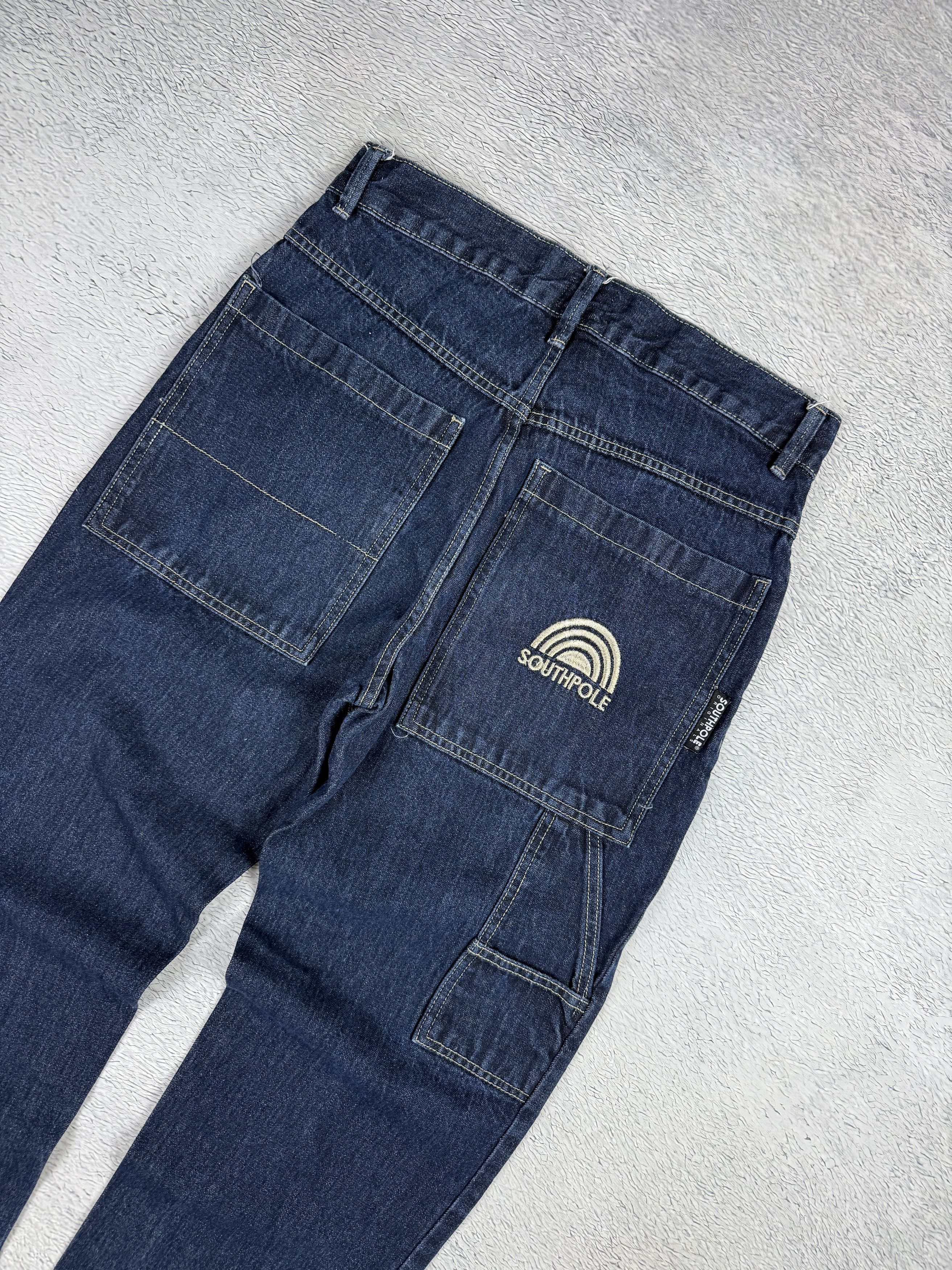 JNCO × Japanese Brand × Southpole Southpole Vintage Carpenter Jeans Back Logo Blue Sk8 Size US 31 - 2 Thumbnail