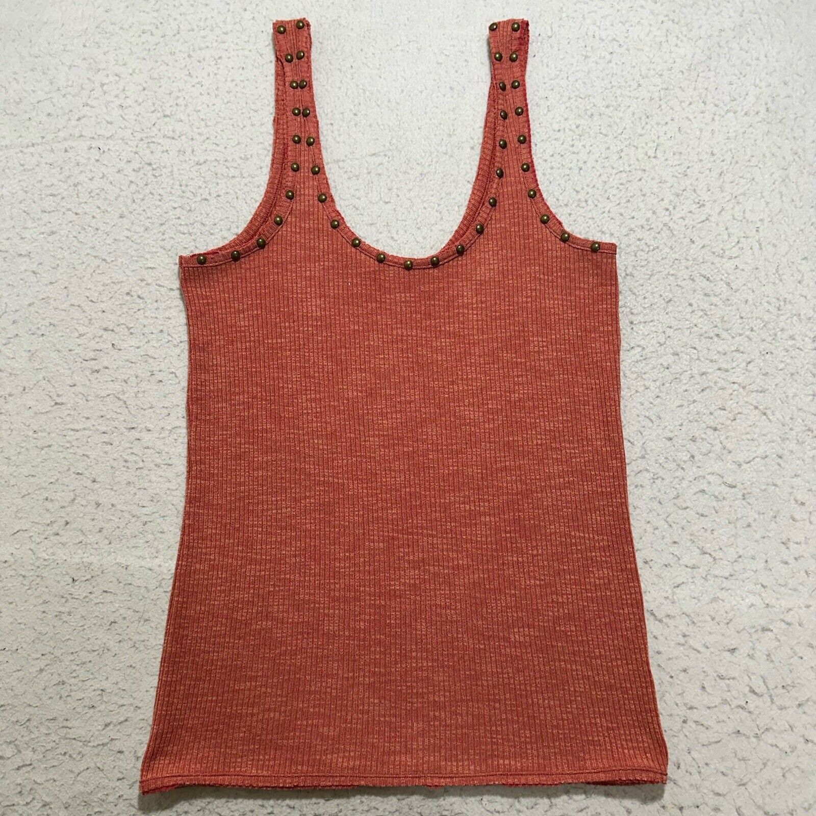 Other POL Medium Ribbed Tank Top Sleeveless Brass Buttons Pink Size M / US 6-8 / IT 42-44 - 1 Thumbnail