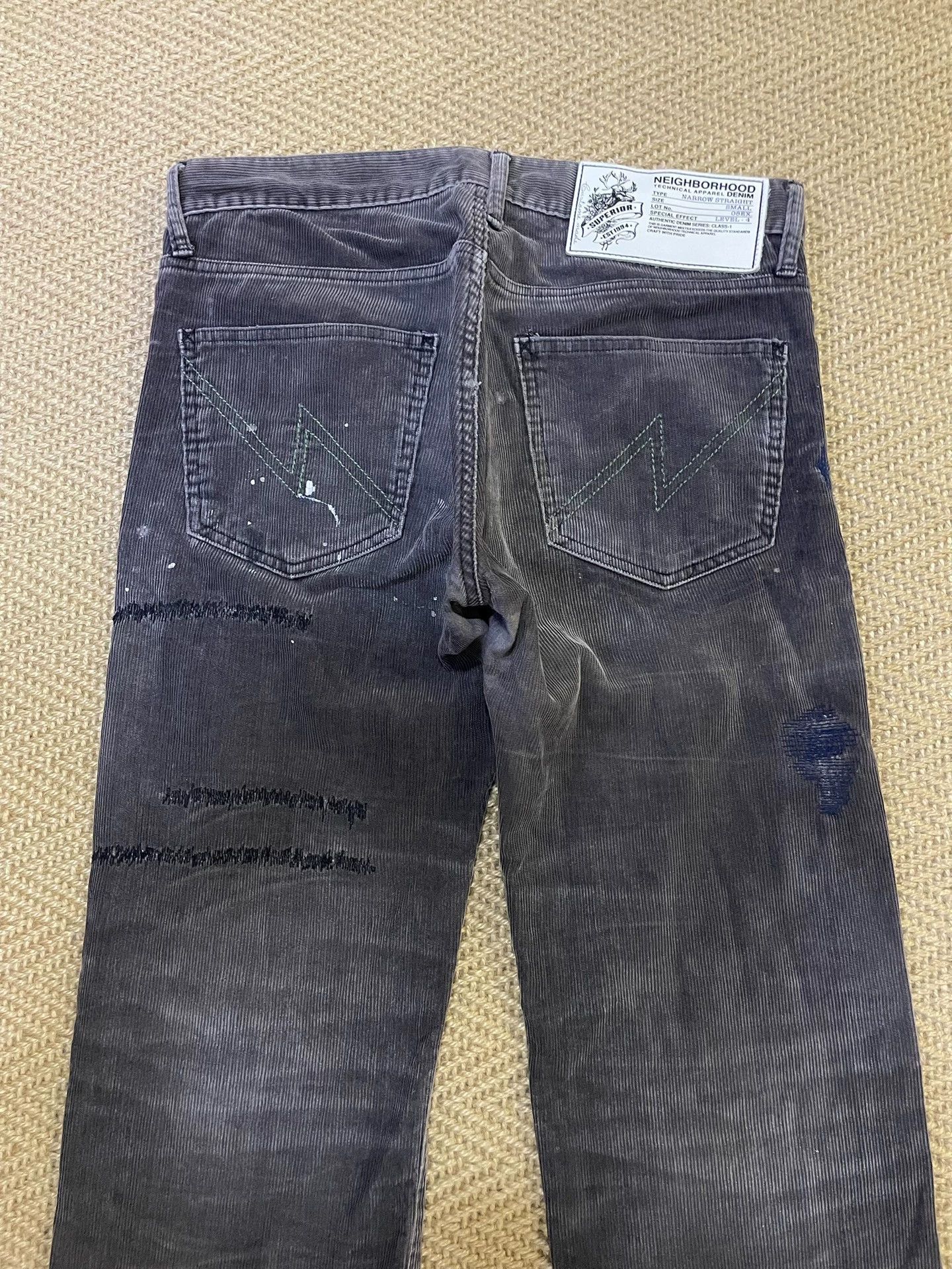 Neighborhood NBHD VTG Wash Knife-Cut Cord Narrow Pant S Black & Gray Good Size US 29 - 4 Thumbnail