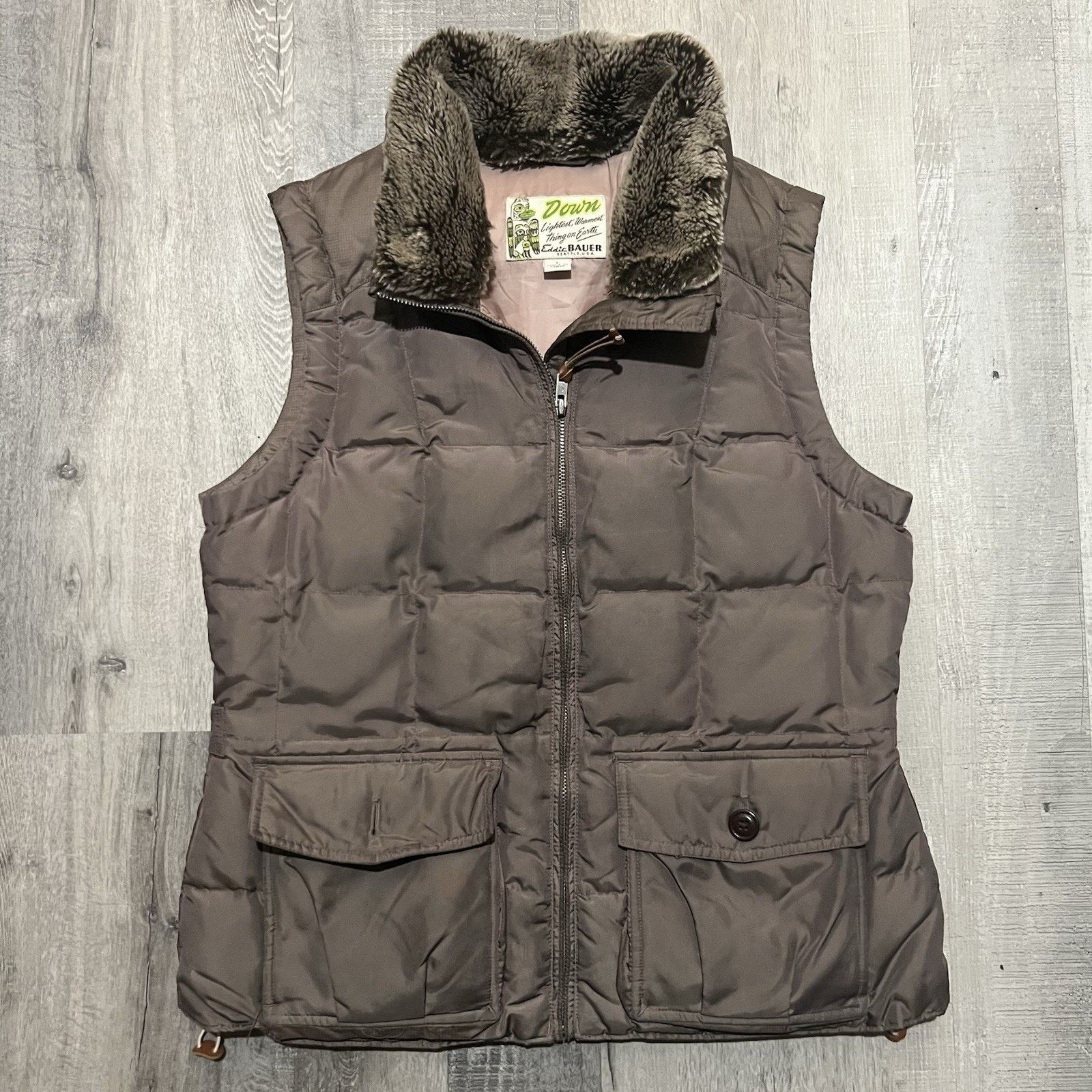 Eddie Bauer Eddie Bauer 1942 Yukon Women's Down 550 Vest Fur Collar Size L / US 10 / IT 46 - 1 Thumbnail