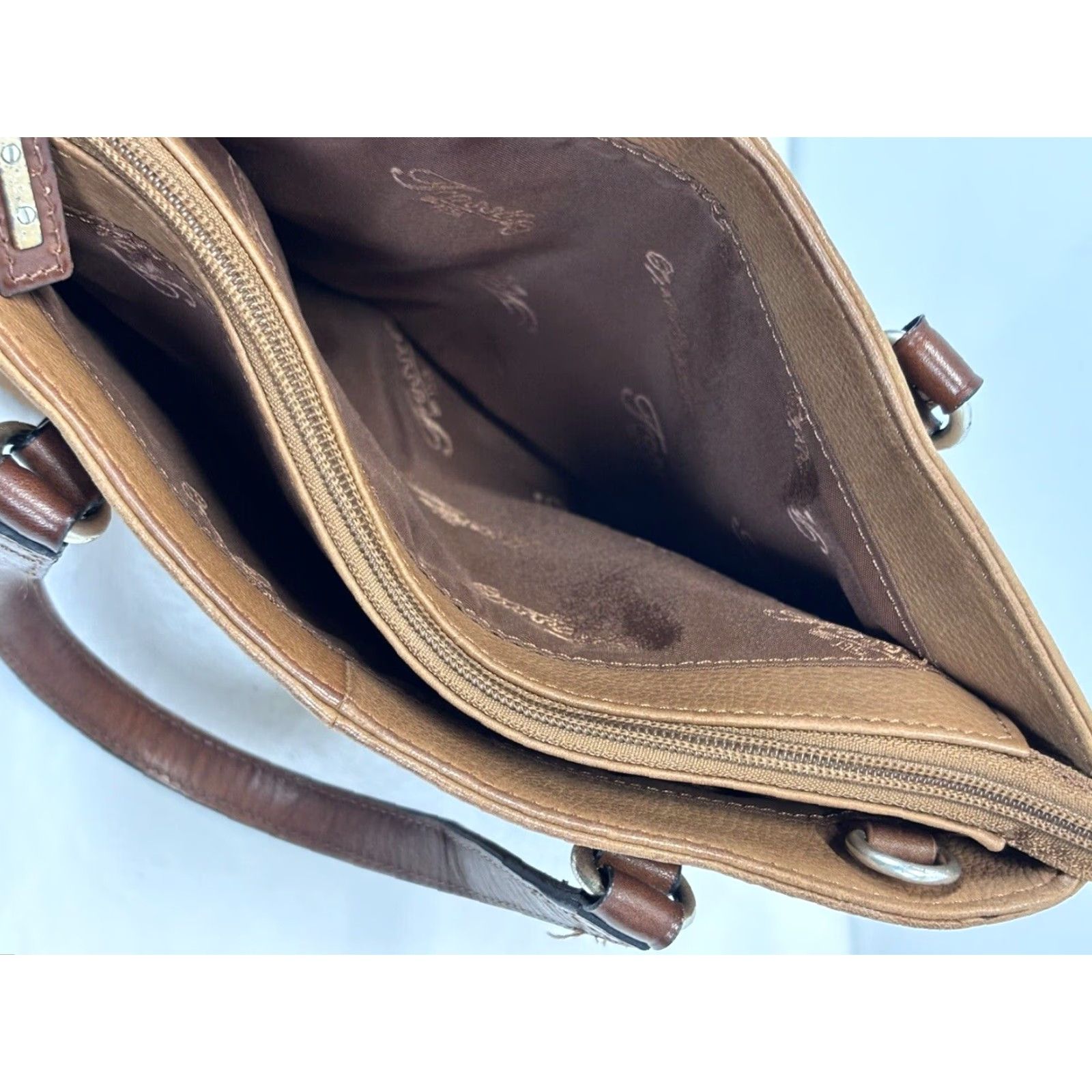 Fossil VINTAGE Fossil Satchel Bag Women Mini Brown Leather Y2K 90s Purse 3 Compartment Size ONE SIZE - 6 Thumbnail