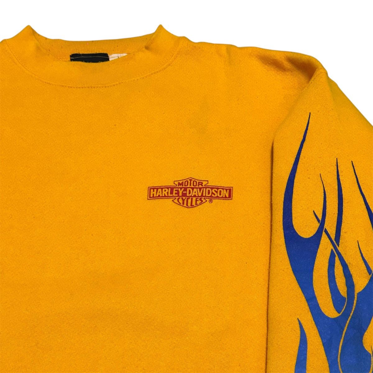 Harley Davidson (L) Vintage 1990s Harley Davidson Blue Flame Sleeve RARE Size US L / EU 52-54 / 3 - 5 Thumbnail