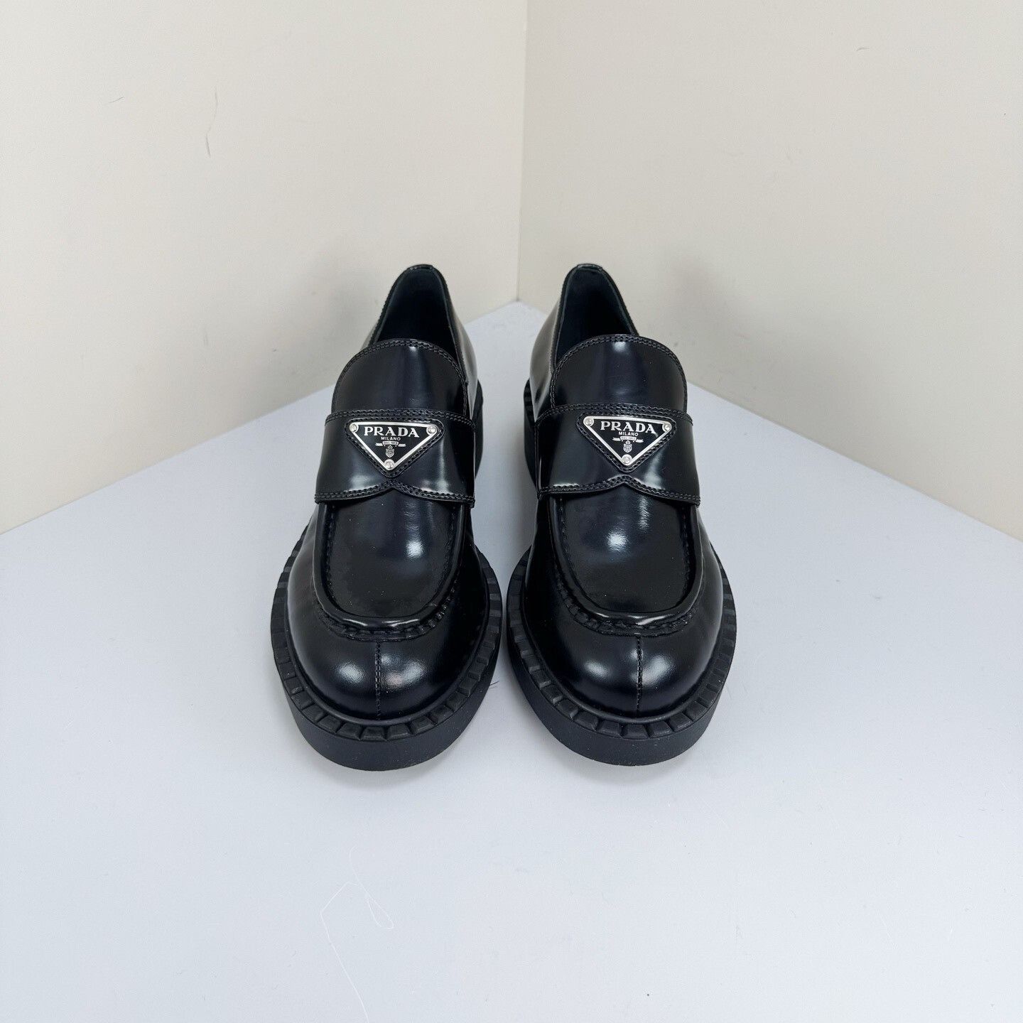 Prada Prada Black Triangle Logo Loafers Size US 6 / IT 36 - 1 Thumbnail