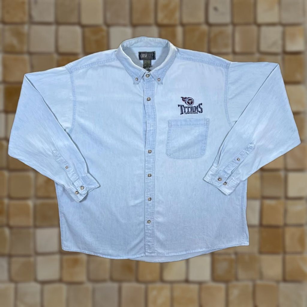 NFL Vintage Coosa County NFL Tennessee Titans Blue Denim Long Sleeve Button-Up Shirt XL Size US XL / EU 56 / 4 - 1 Thumbnail