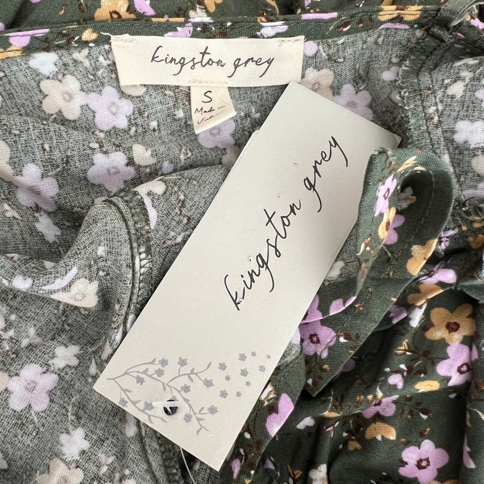 Other Kingston Grey Black Multicolor Floral Ruffled Jumpsuit, XXS Size 28" / US 6 / IT 42 - 8 Thumbnail