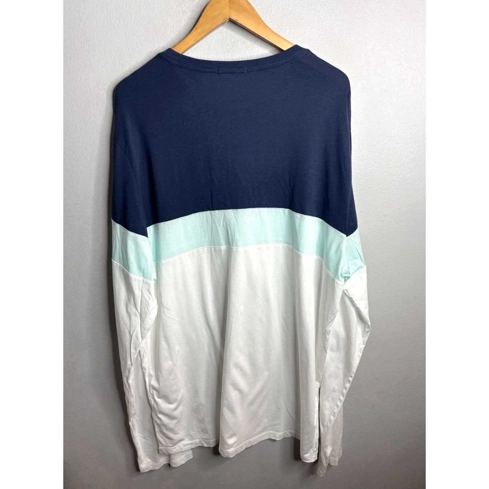 Marine Layer Marine Layer Shirt Mens 2XL Colorblock Navy White Mint Long Sleeve Crew Tee Size US XXL / EU 58 / 5 - 4 Thumbnail