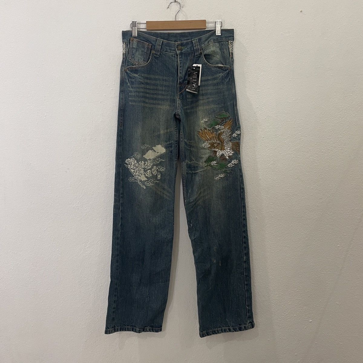 image of Vintage Vilast Embroidery Sukajan Denim Jeans in Blue, Men's (Size 31)