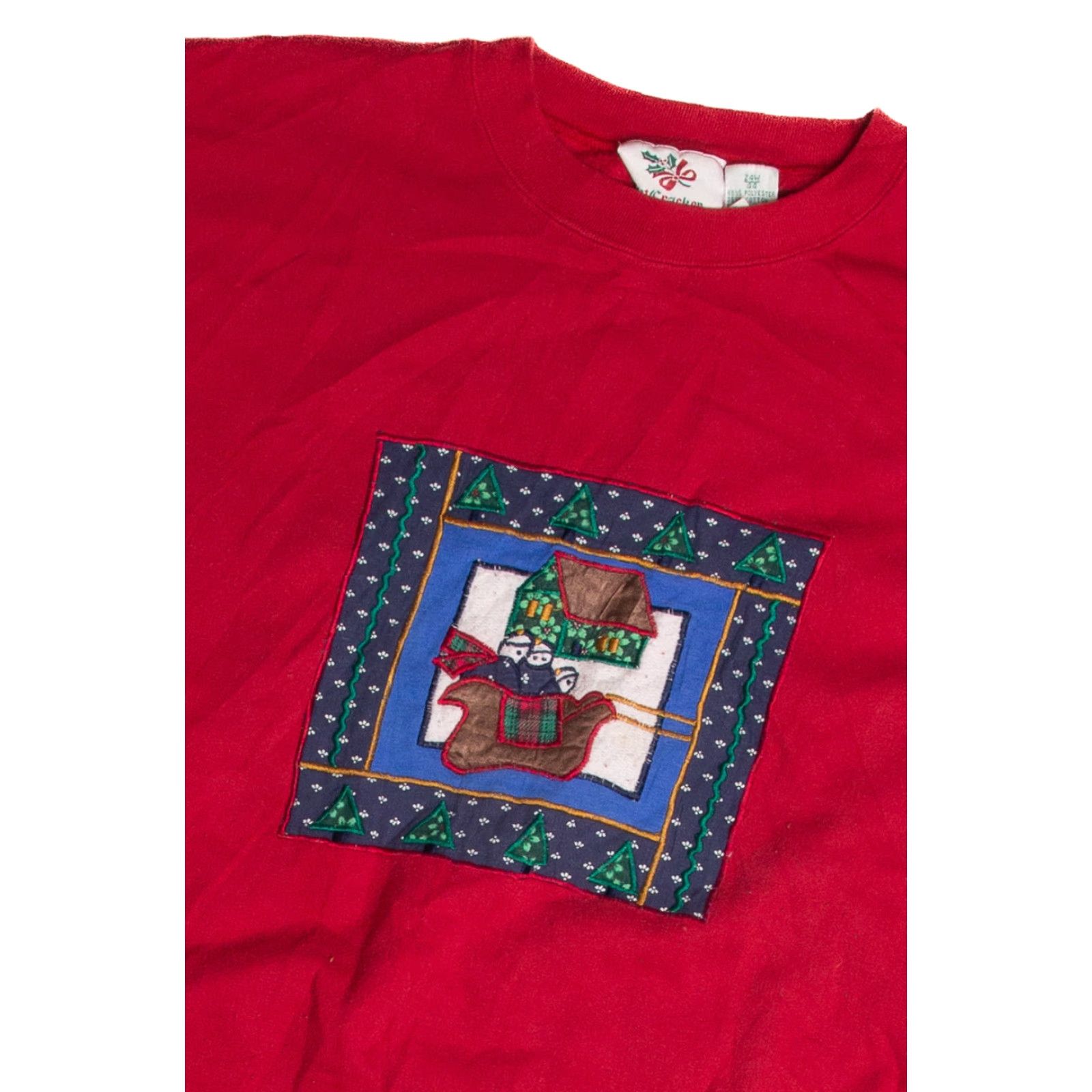 Vintage VINTAGE Nut Cracker Red Christmas Sweatshirt Sweatshirt Red XS-Large? Wait, original size X-Large; but keep exact. Size XL / US 12-14 / IT 48-50 - 2 Thumbnail