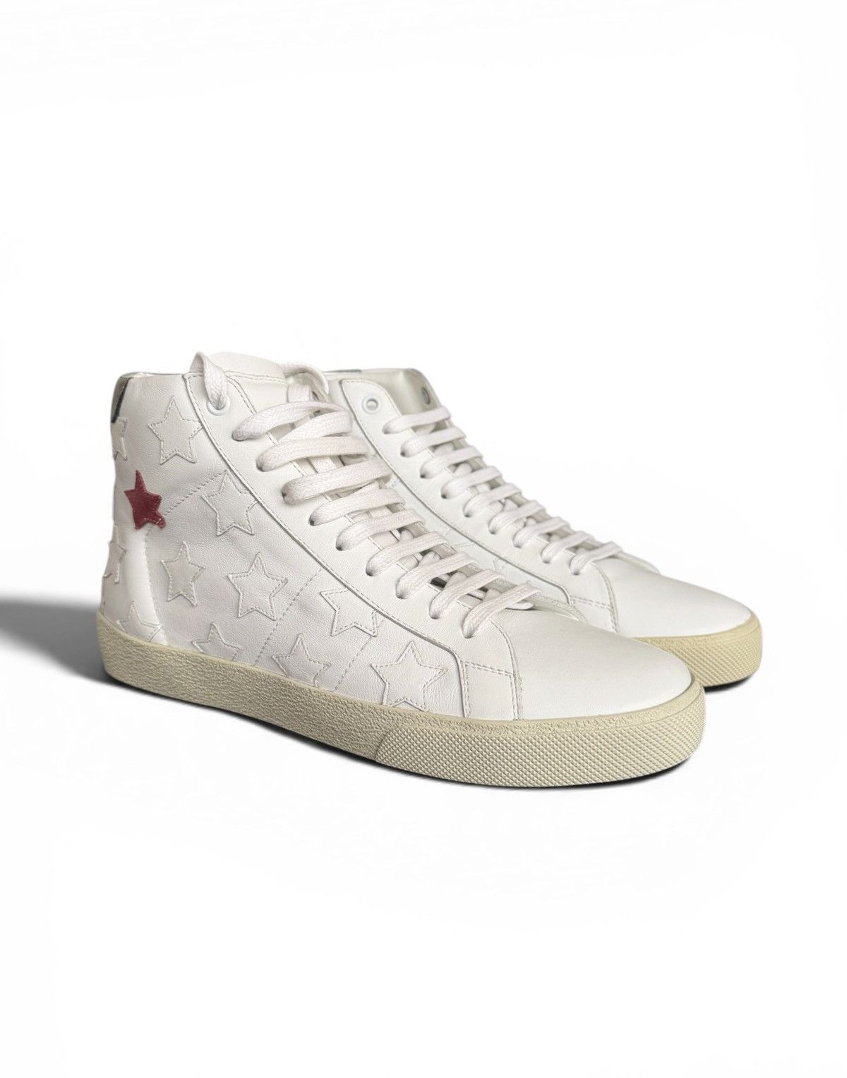 Saint Laurent Paris Saint Laurent SL06 Star Hi-Top leather sneakers Size US 7 / EU 40 - 1 Thumbnail