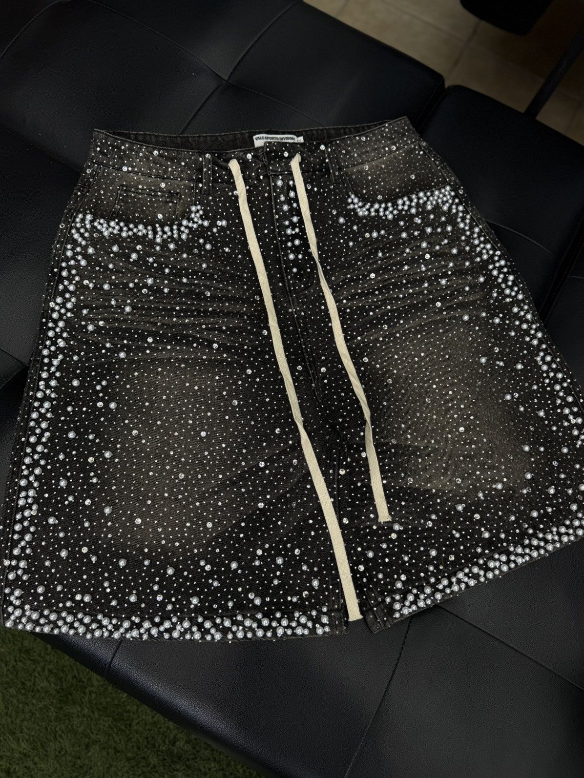 Vale Valley Rhinestone Crystal Shorts Denim Black Size 32 Size US 32 / EU 48 - 3 Thumbnail