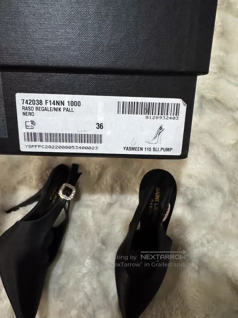 Saint Laurent Paris Saint Laurent Paris Black Crystal Satin High Heels Size US 5.5 / IT 35.5 - 9 Thumbnail