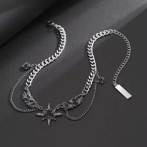 Jewelry Hip Hop Geometric Octagonal Star Wing Pendant Choker Size ONE SIZE - 6 Thumbnail