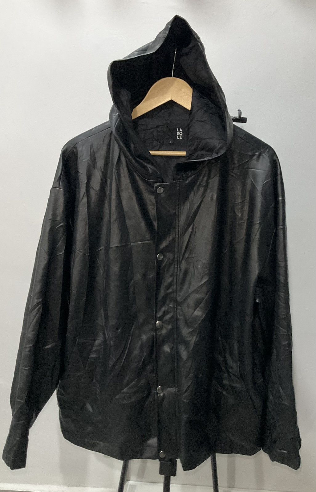 Other Men Black Soft Hoodie Leather Jacket Size US L / EU 52-54 / 3 - 5 Thumbnail