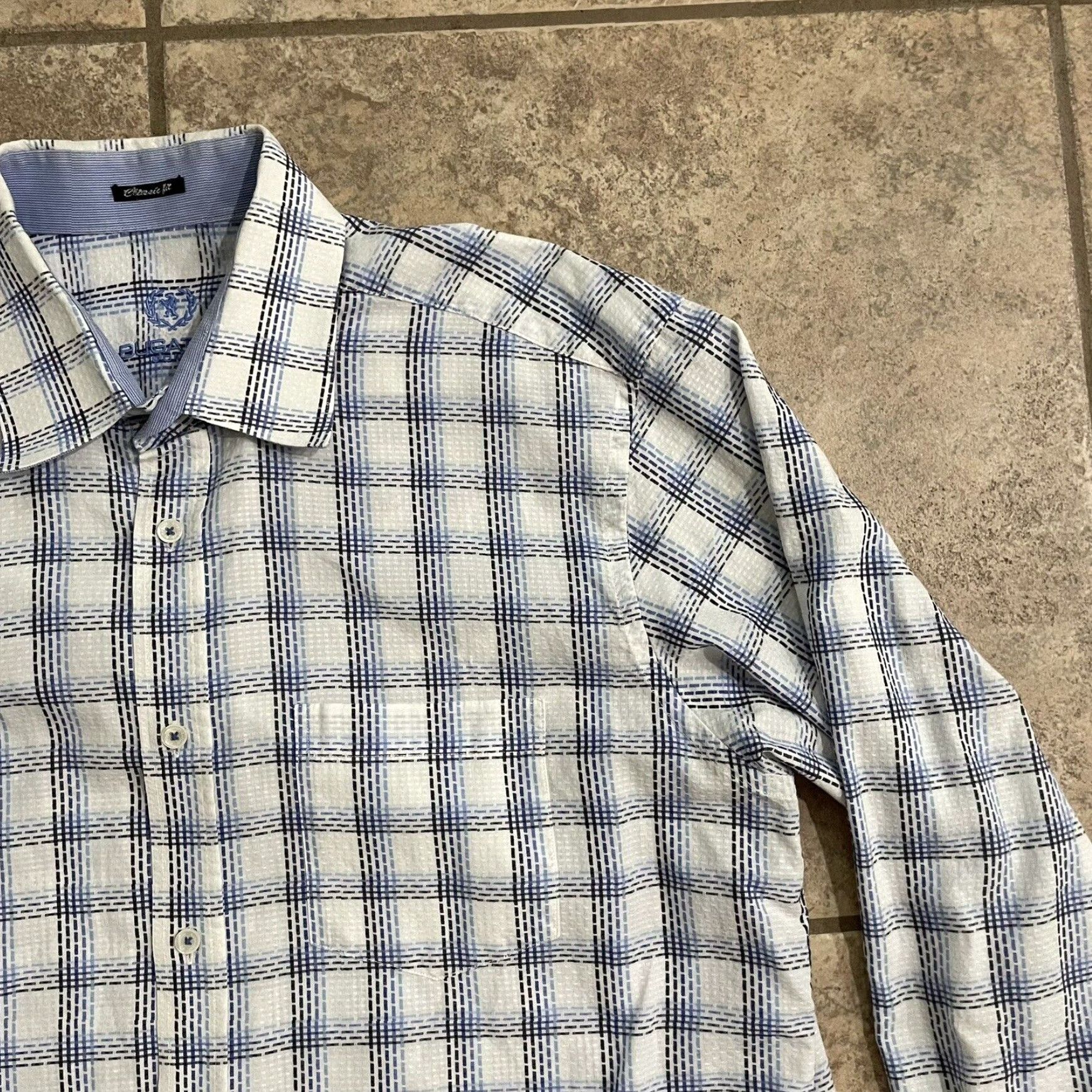 BUGATCHI Bugatchi Button-Down Shirt Men's Large Blue Size US L / EU 52-54 / 3 - 3 Thumbnail
