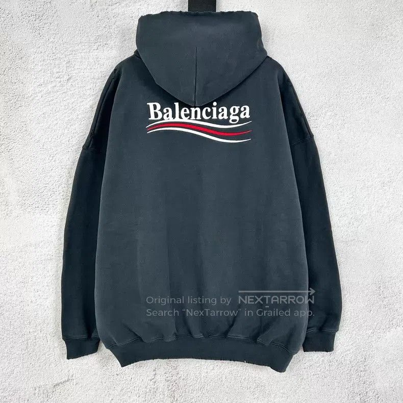 Balenciaga Balenciaga Wave Coke Lettering Embroidered Destroyed Hoode Size US M / EU 48-50 / 2 - 2 Thumbnail