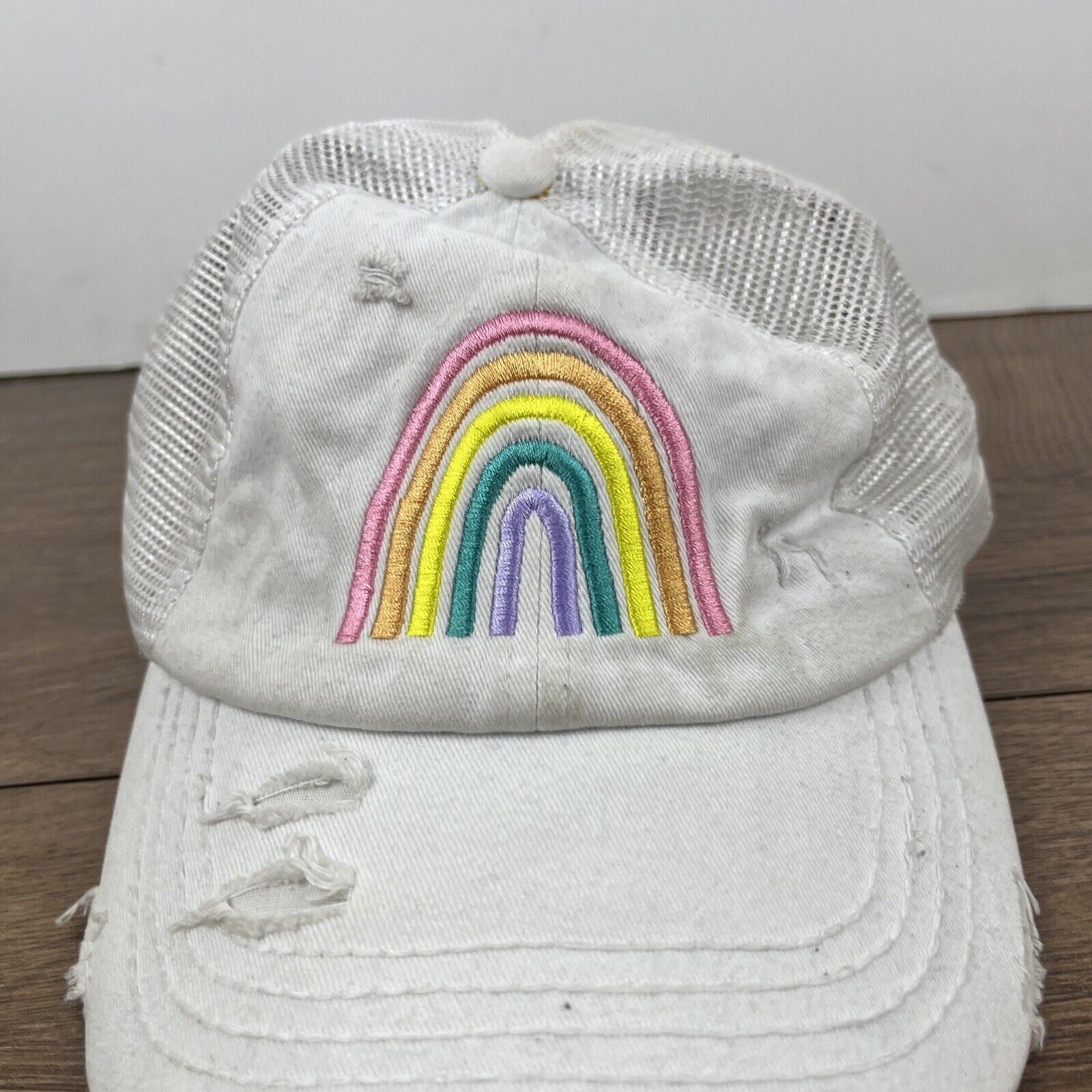 Other Rainbow Hat Rainbow White Hat Adjustable Adult Size Hat Whit Size ONE SIZE - 5 Thumbnail