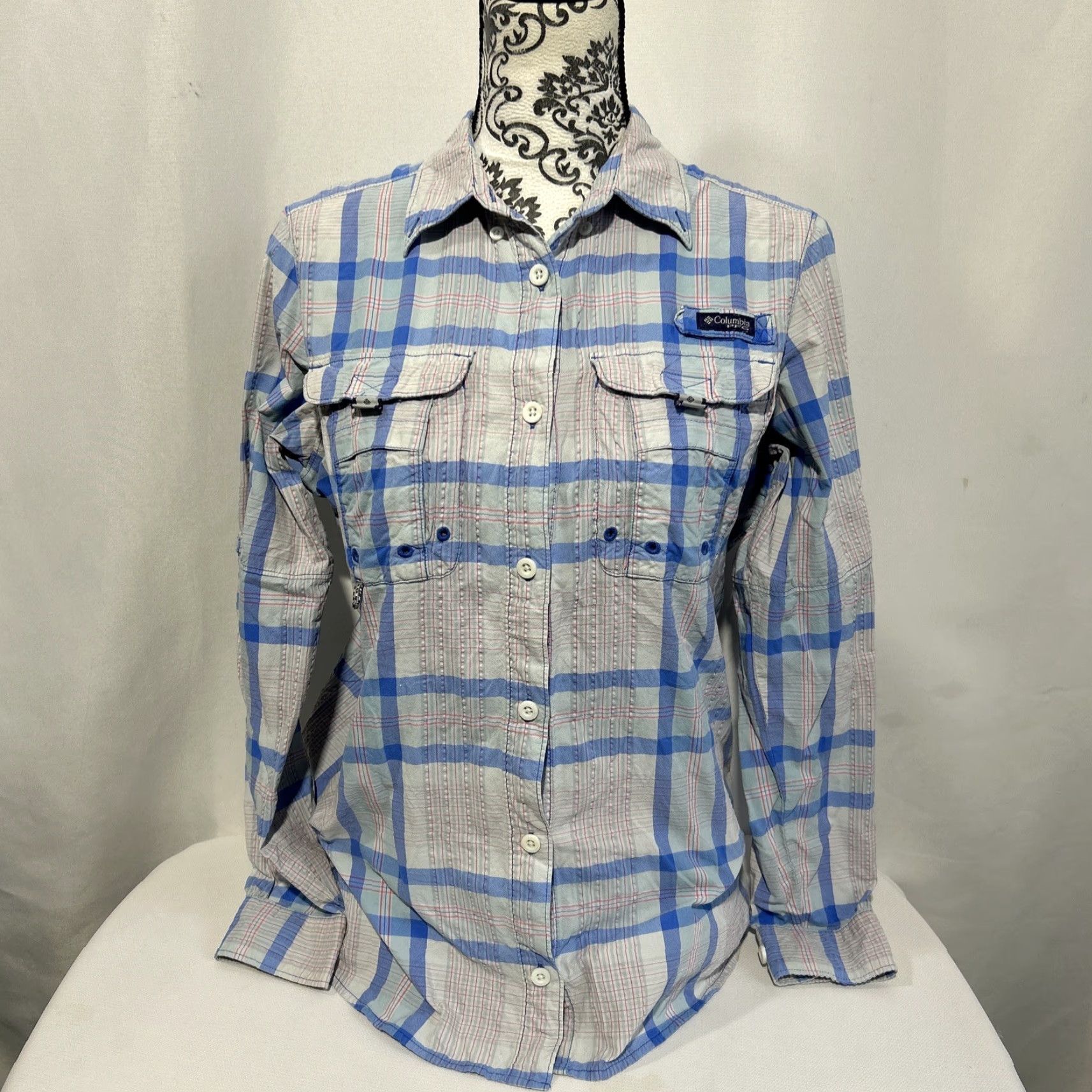 Vintage Columbia PFG Super Bahama Vented Plaid Button Down Fishing Shirt Women Sz M Size M / US 6-8 / IT 42-44 - 2 Thumbnail