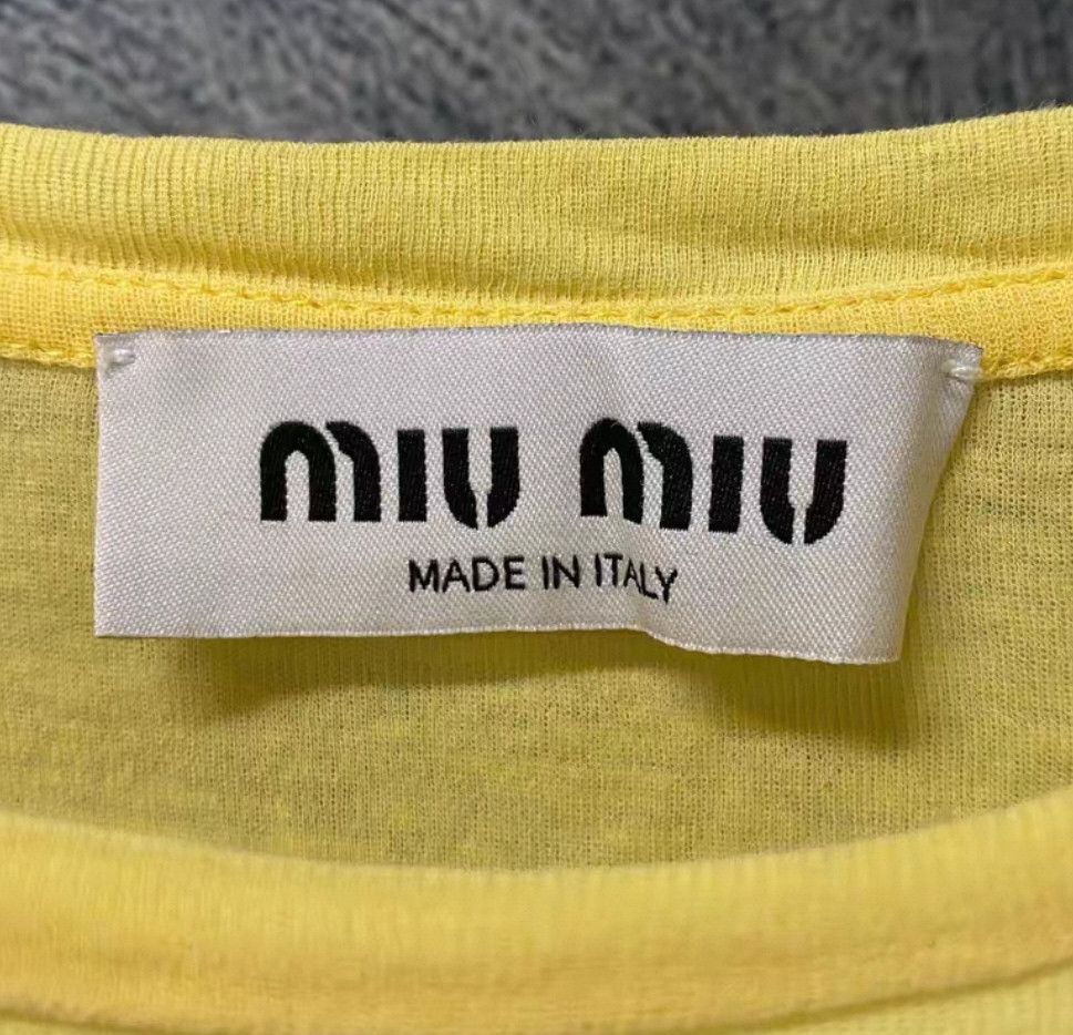 Miu Miu Miu Miu Yellow Cotton T-Shirt Size S . Size S / US 4 / IT 40 - 2 Thumbnail