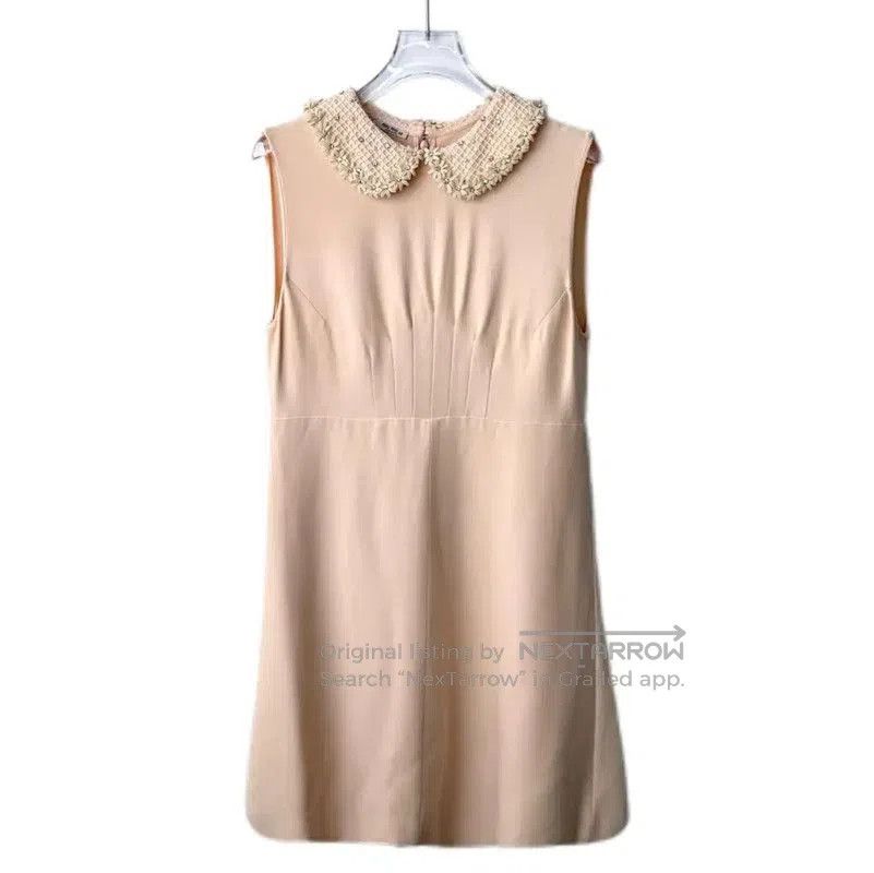 Miu Miu Miu Miu Khaki Cotton Blend Dress for Women . Size L / US 10 / IT 46 - 1 Thumbnail