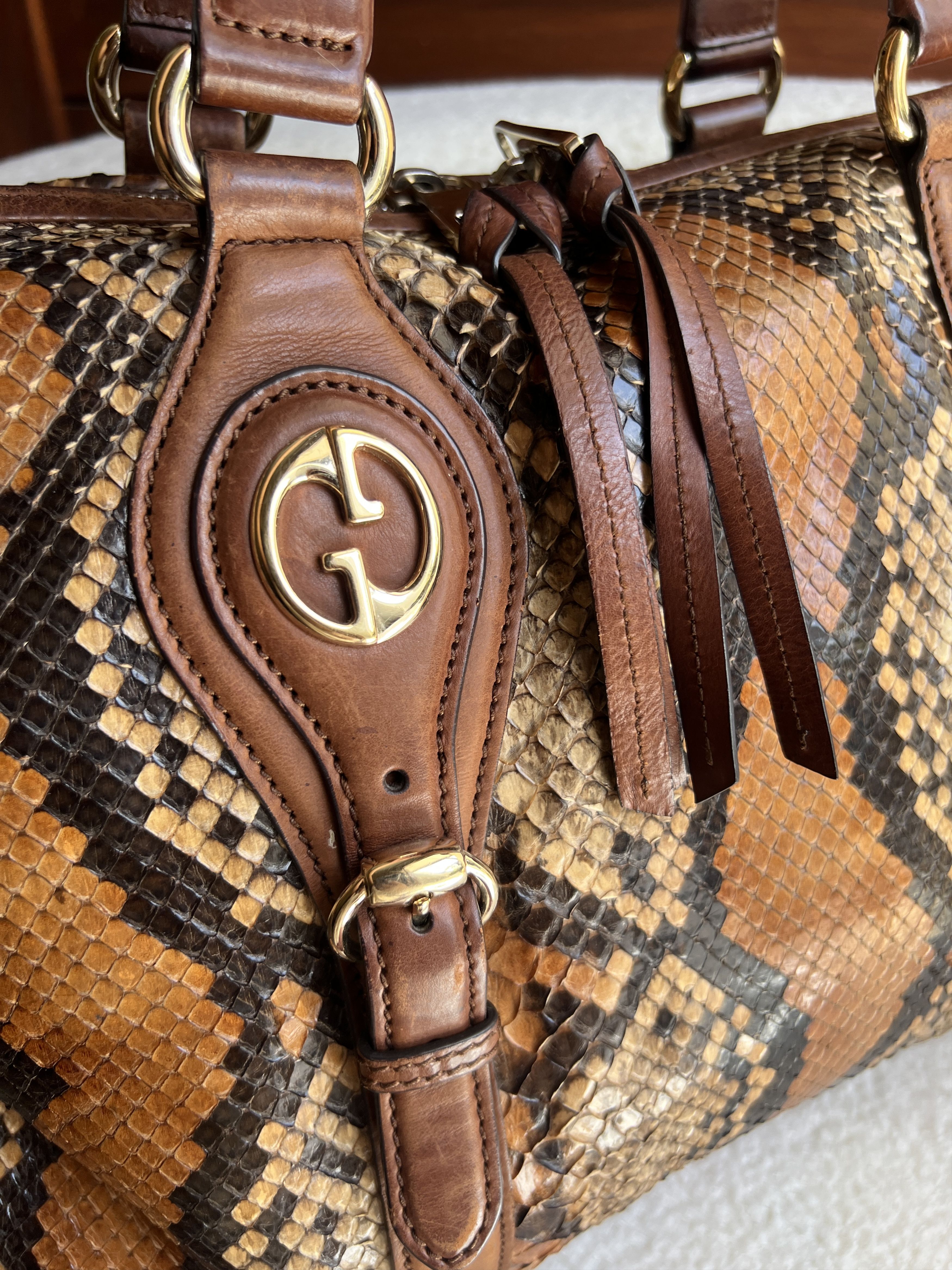 Gucci Rare Gucci Brown Python Leather Large Tote Bag Size ONE SIZE - 4 Thumbnail