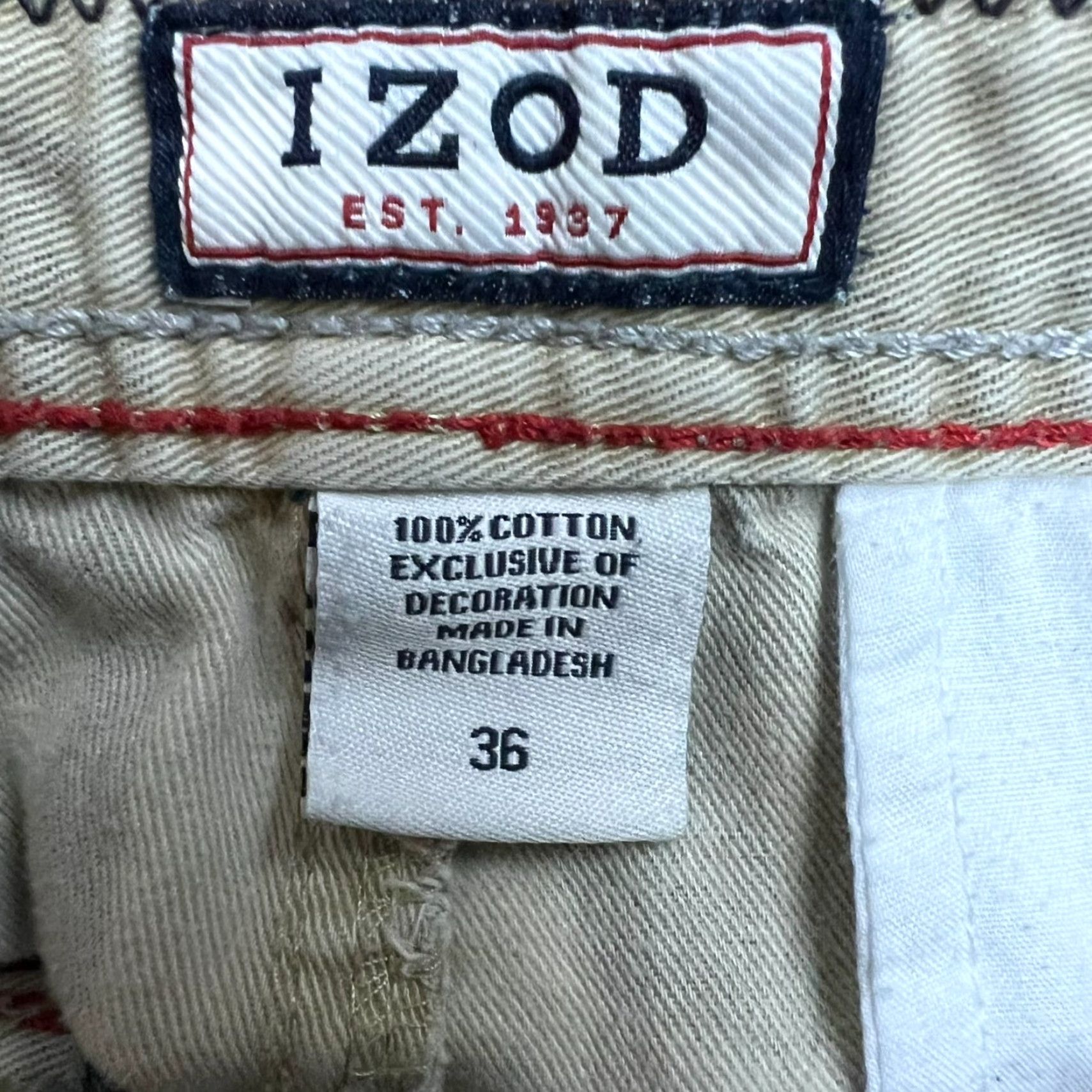 Izod IZOD Cargo Shorts Mens Size 36 Green Camouflage Cotton Belted Pockets 10" Inseam Bottoms USA Seller Size US 36 / EU 52 - 7 Thumbnail